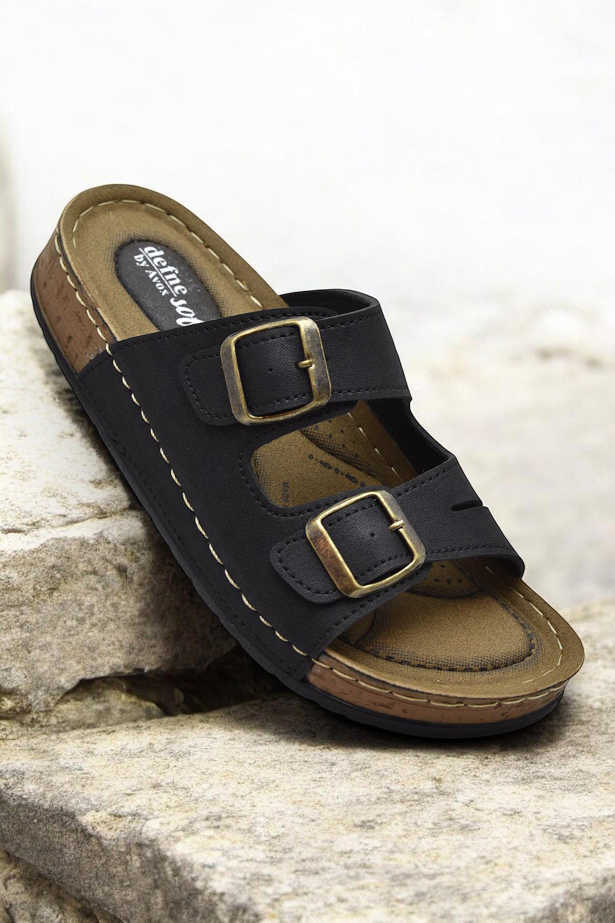 370 Rahat Ortopedik Taban Günlük Kadın Terlik Çift Toka Kadın Terlik - Görsel 2