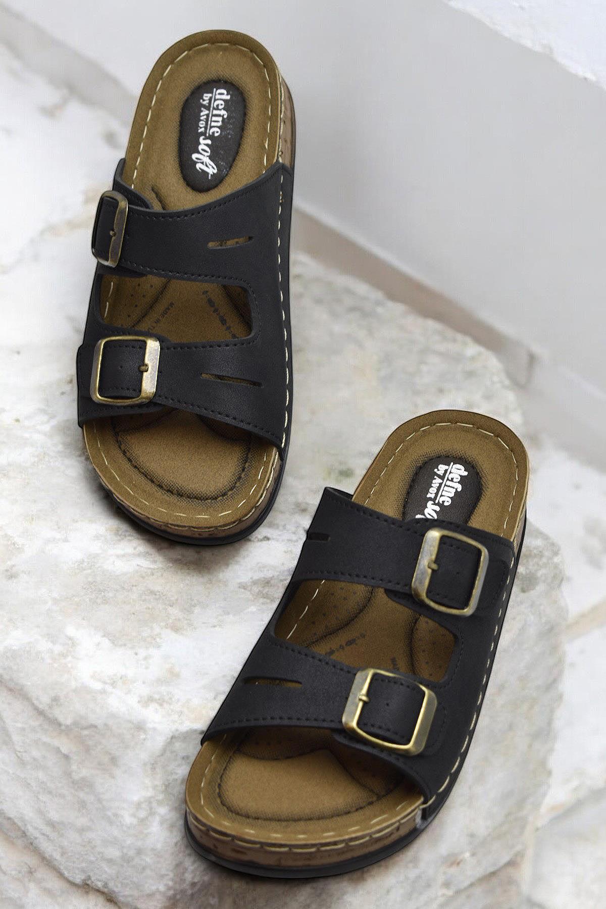 370 Rahat Ortopedik Taban Günlük Kadın Terlik Çift Toka Kadın Terlik - Görsel 3