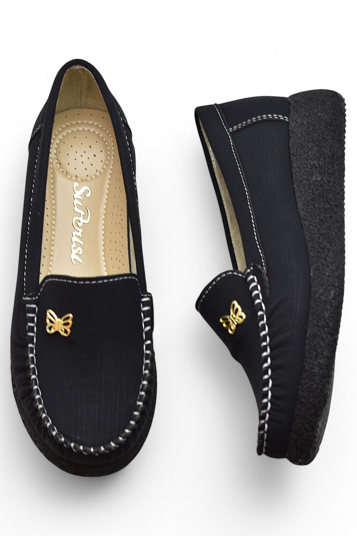 395D Rahat Taban Günlük Kadın Ayakkabı Babet Kadın Ayakkabı Kelebek - Görsel 4