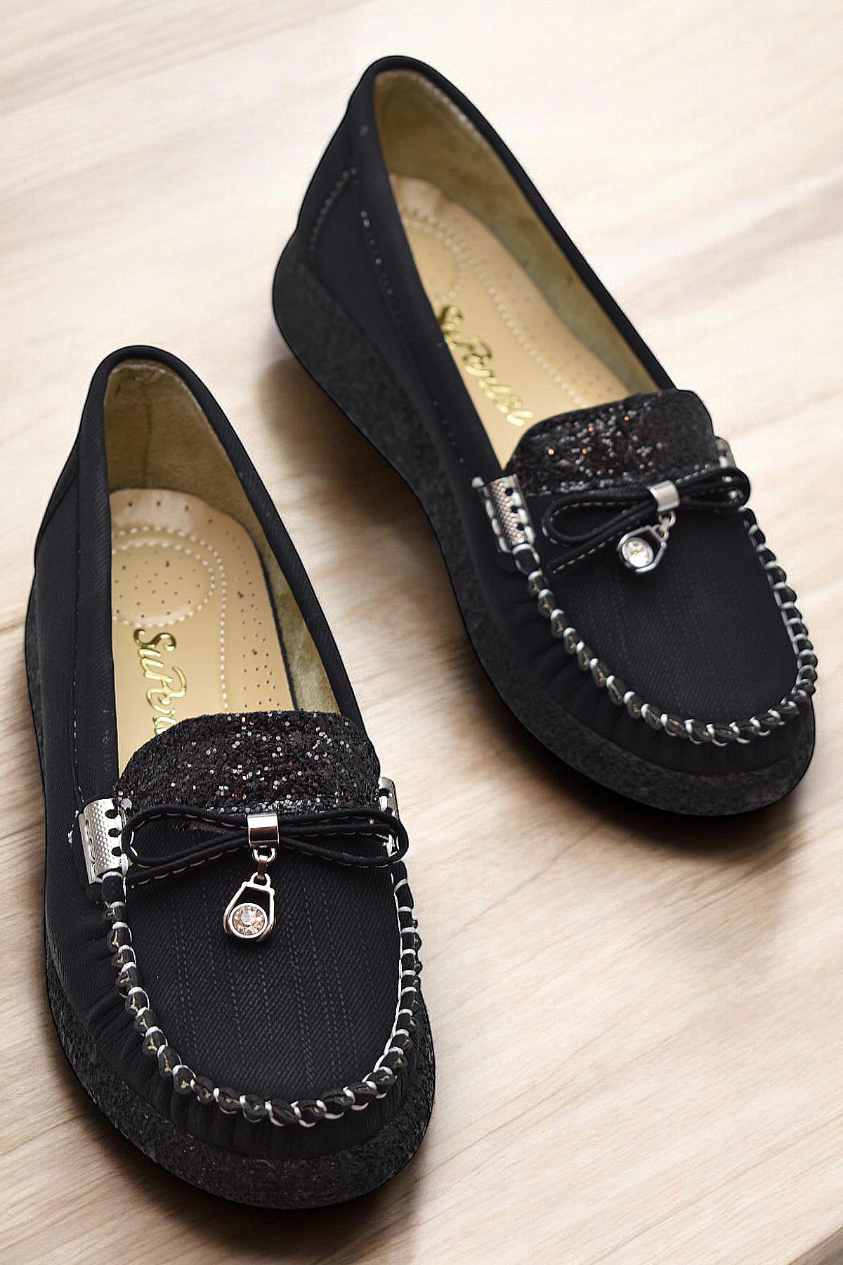 Ispartalılar 396D Rahat Taban Günlük Kadın Ayakkabı Babet Taşlı Kadın Ayakkabı - Görsel 3