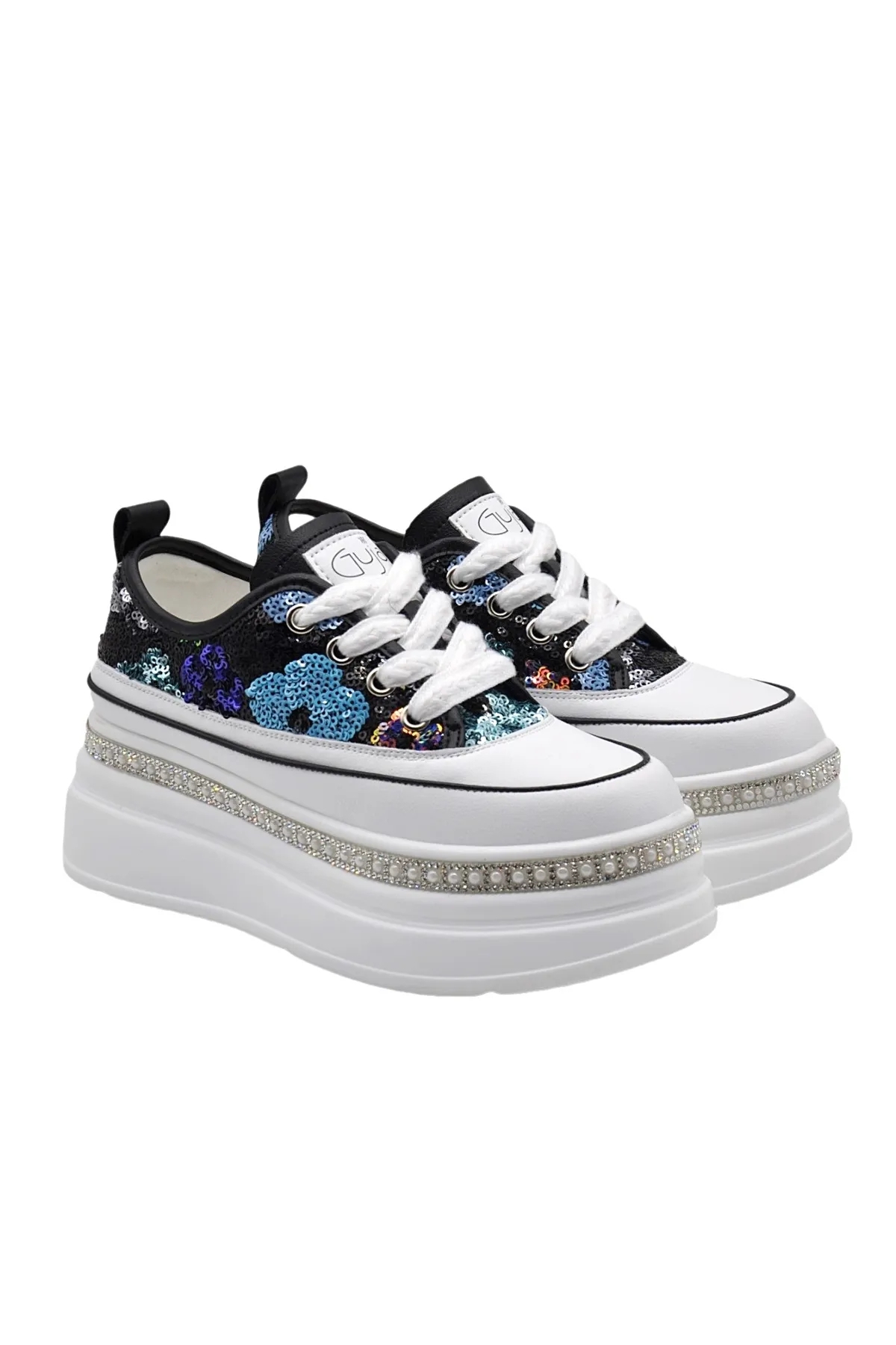 Siyah Yüksek Taban Kadın Sneaker 25Y423-6 Z - Görsel 5