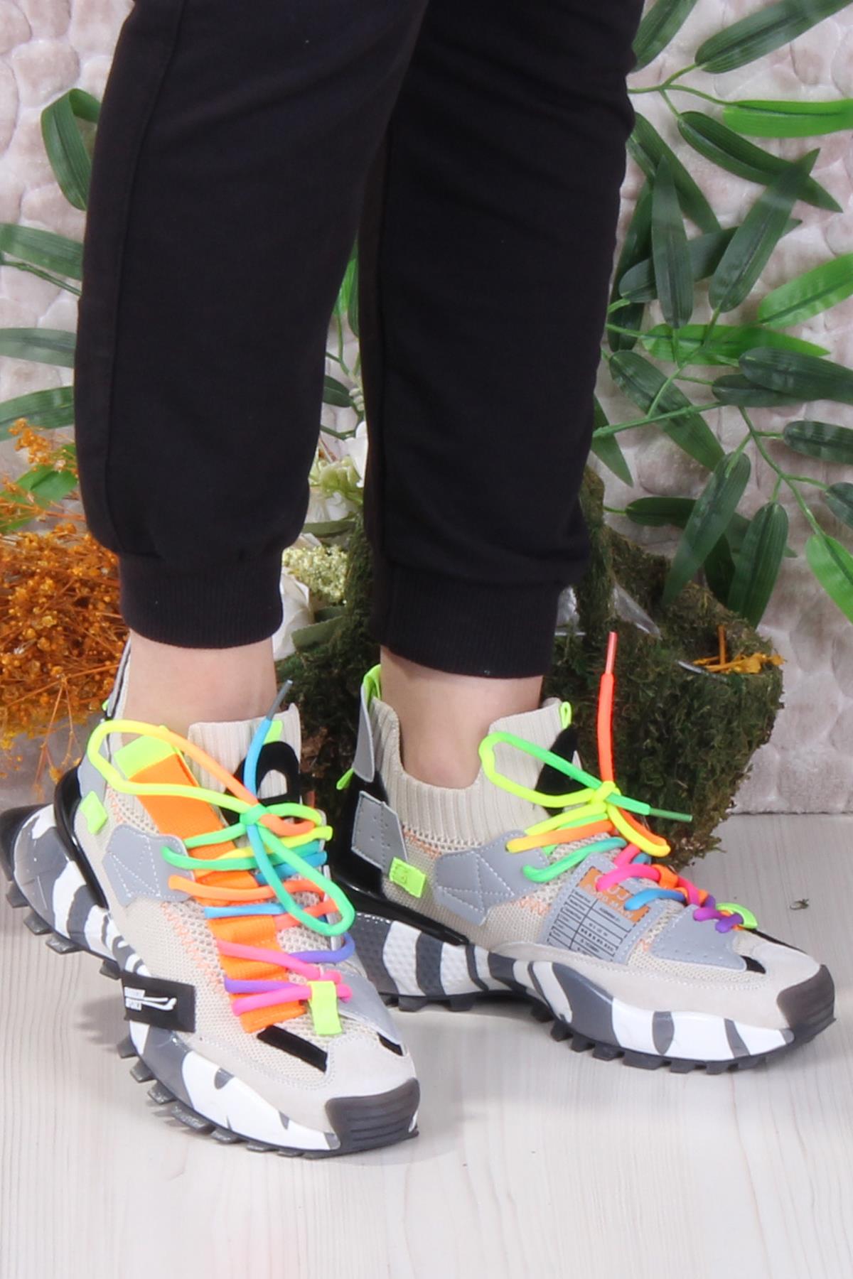 GJ Elanur Rahat Kalın Taban Özel Tasarım Sneaker Kadın Spor Ayakkabı - Görsel 3