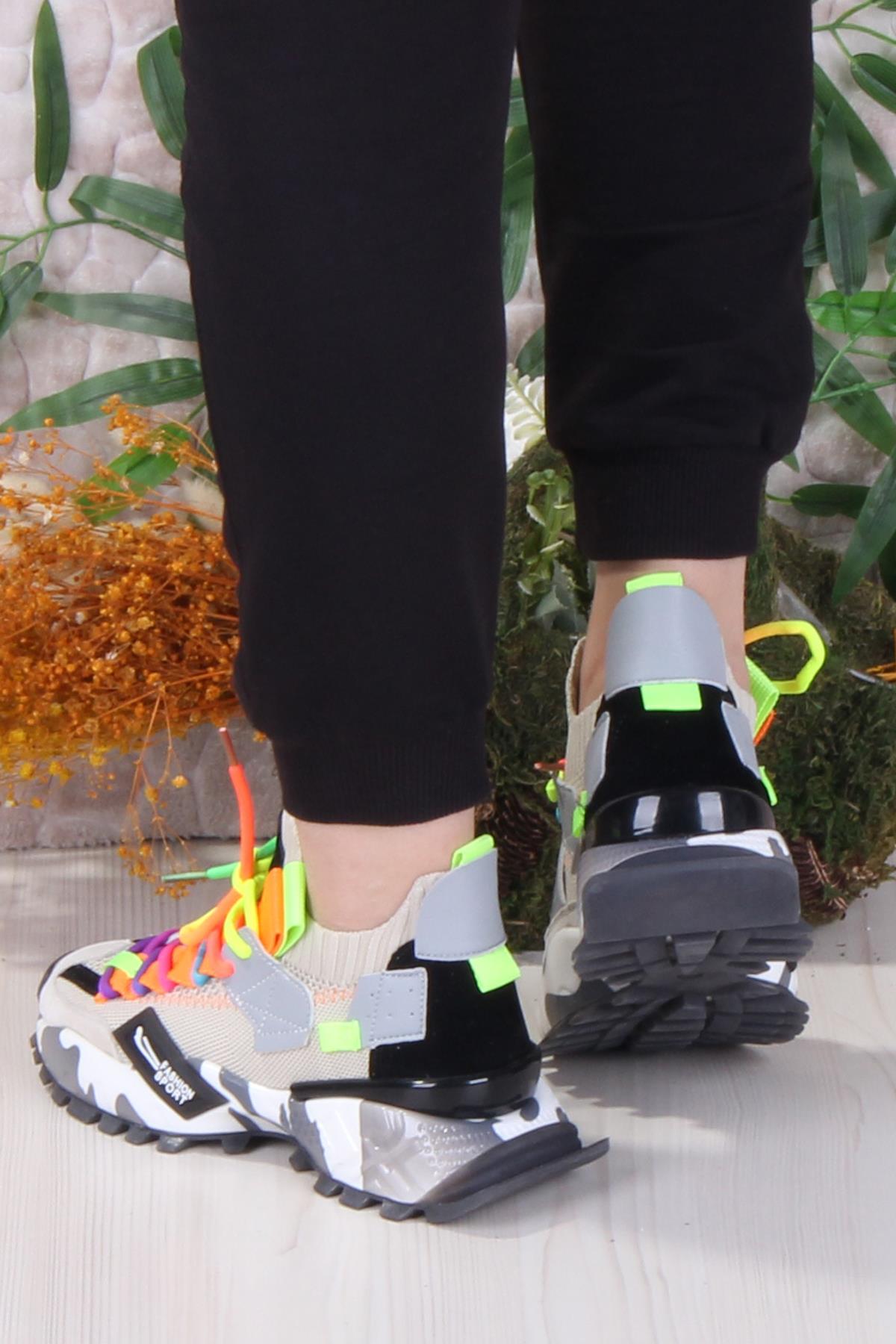 GJ Elanur Rahat Kalın Taban Özel Tasarım Sneaker Kadın Spor Ayakkabı - Görsel 5