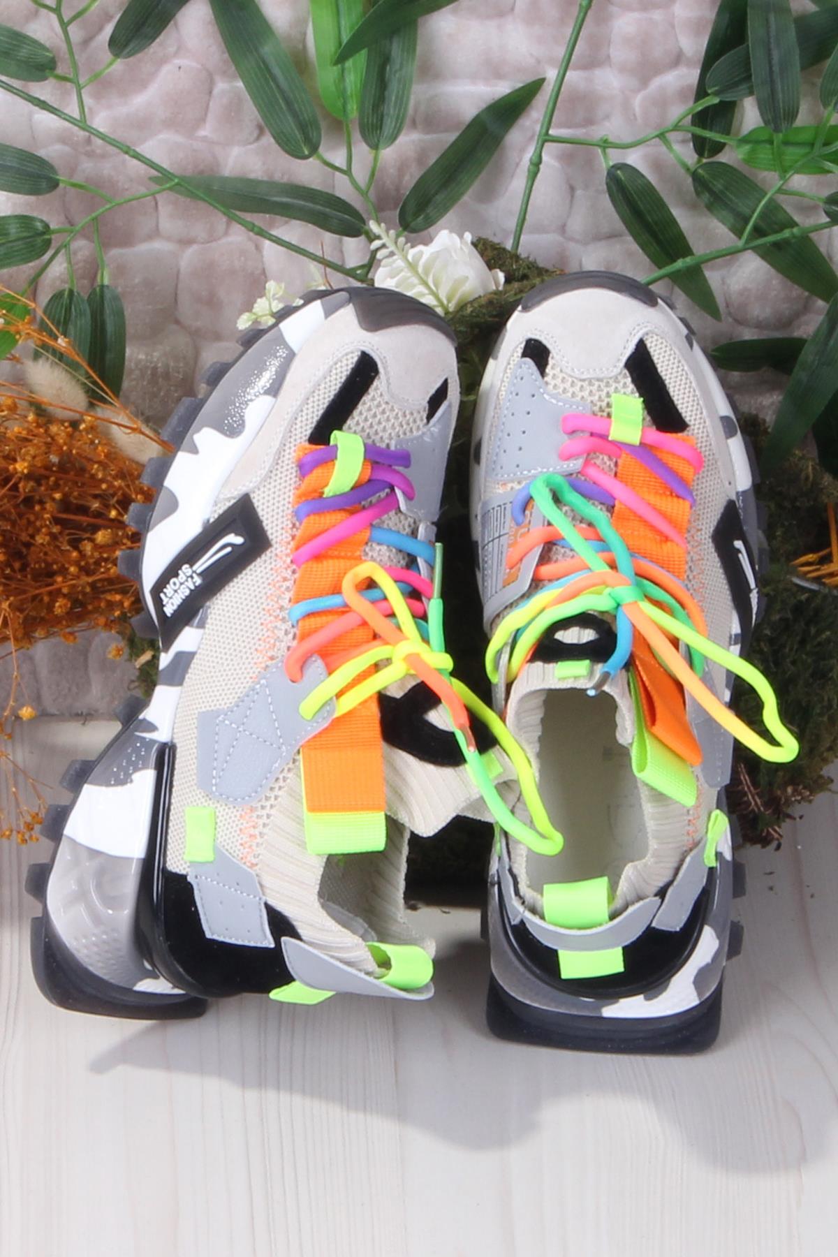 GJ Elanur Rahat Kalın Taban Özel Tasarım Sneaker Kadın Spor Ayakkabı - Görsel 6