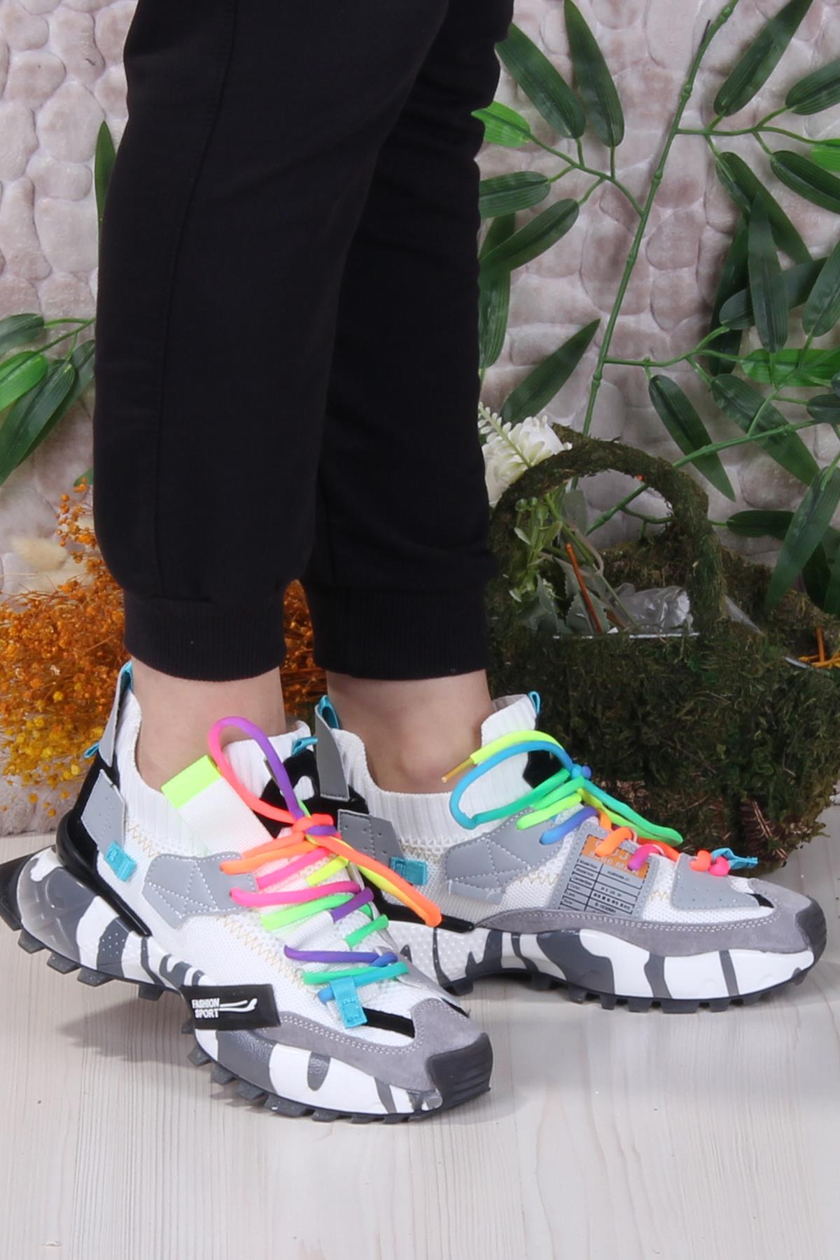 GJ Elanur Rahat Kalın Taban Özel Tasarım Sneaker Kadın Spor Ayakkabı - Görsel 2