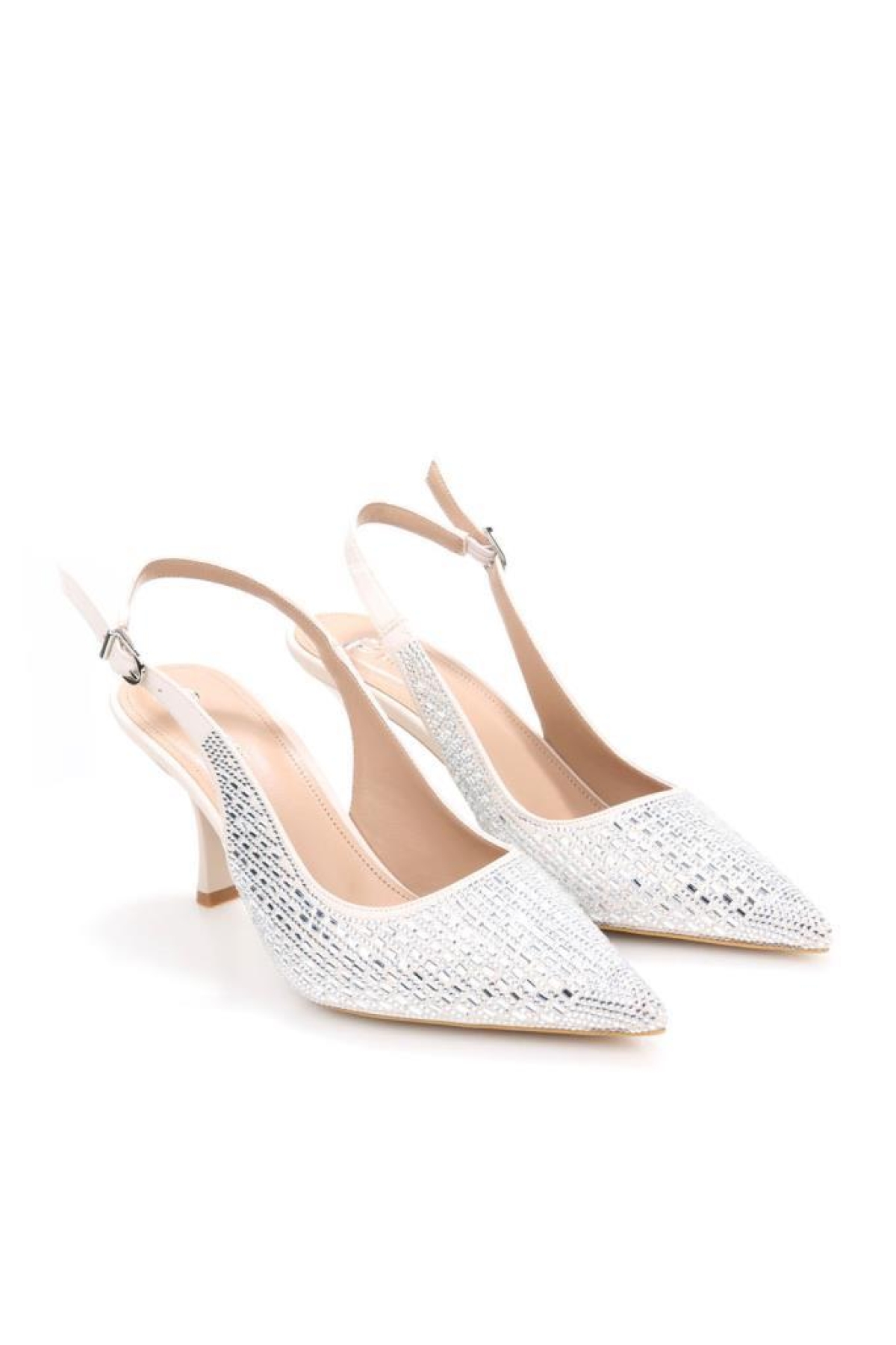 Pisagor Ps-31971 8 Cm Topuklu Kadın Taşlı Arkası Açık Stiletto Abiye Ayakkabı - Görsel 5