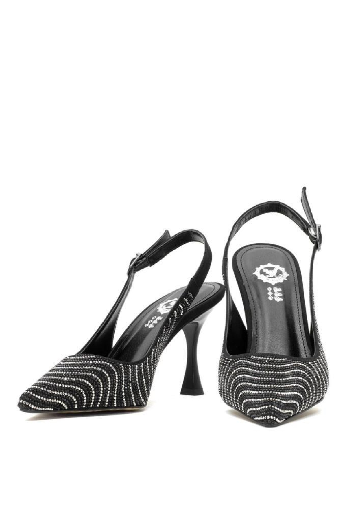 Pisagor Ps-32340 Cm Topuklu Kadın Taşlı Arkası Açık Stiletto Abiye Ayakkabı - Görsel 5