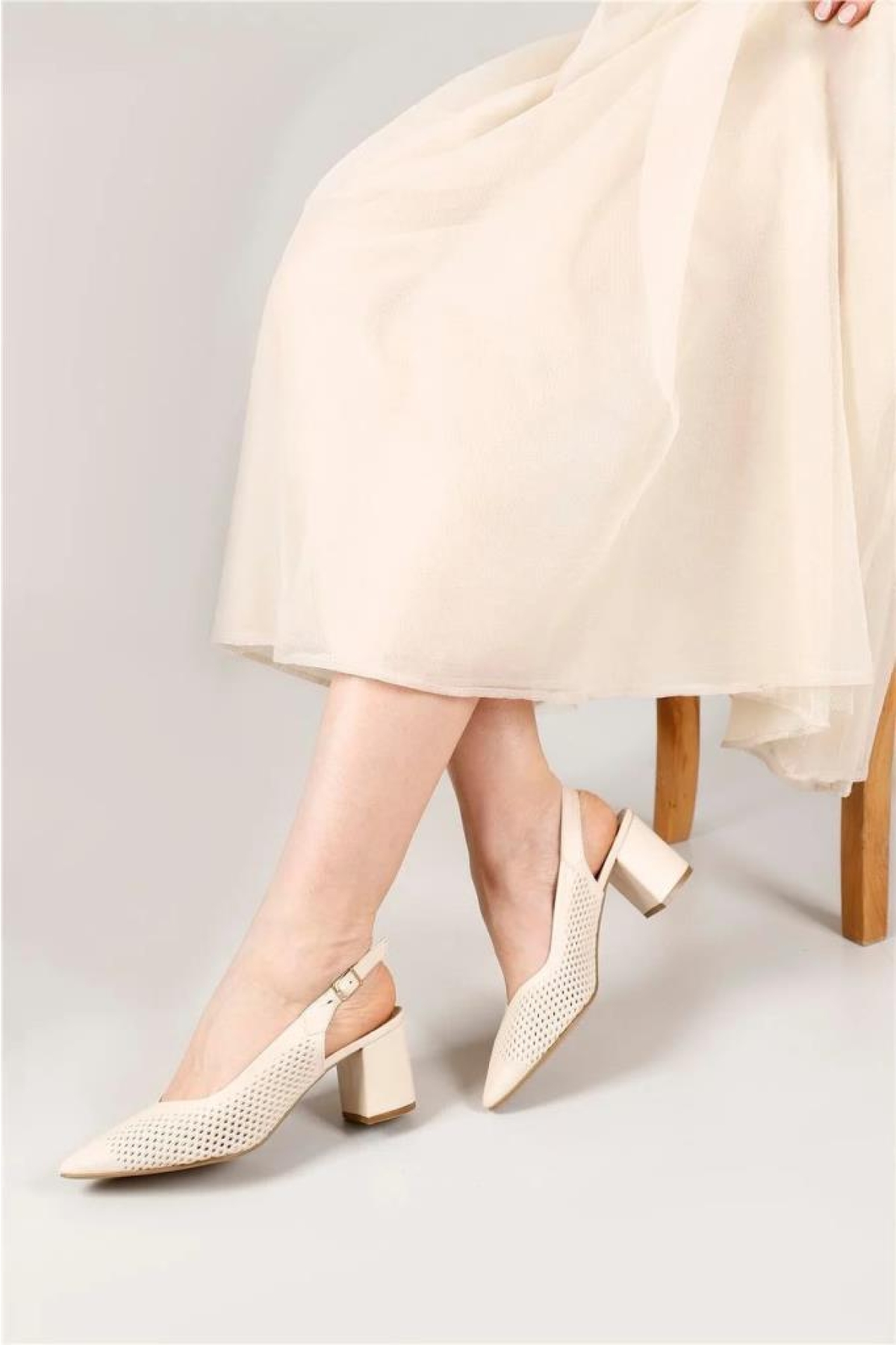 Pisagor Ps-32470 Kadın Arkası Açık Topuklu Ayakkabı - Görsel 2