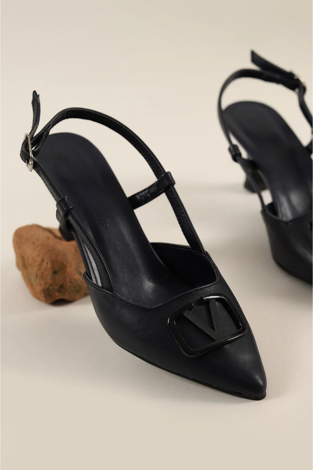 3913 Kadın 6 Cm Topuklu Arkası Açık Ayakkabı - Görsel 5