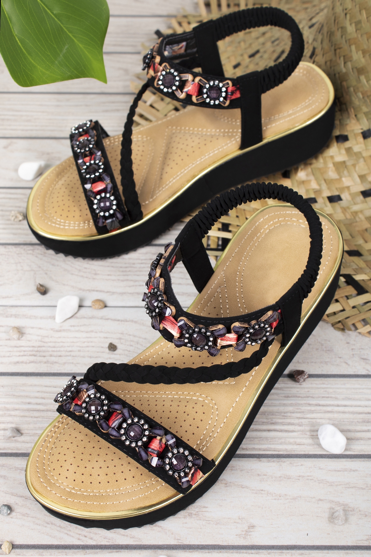 Claire Anatomik Ortopedik Taban Fashion Taşlı Günlük Kadın Sandalet - Görsel 5