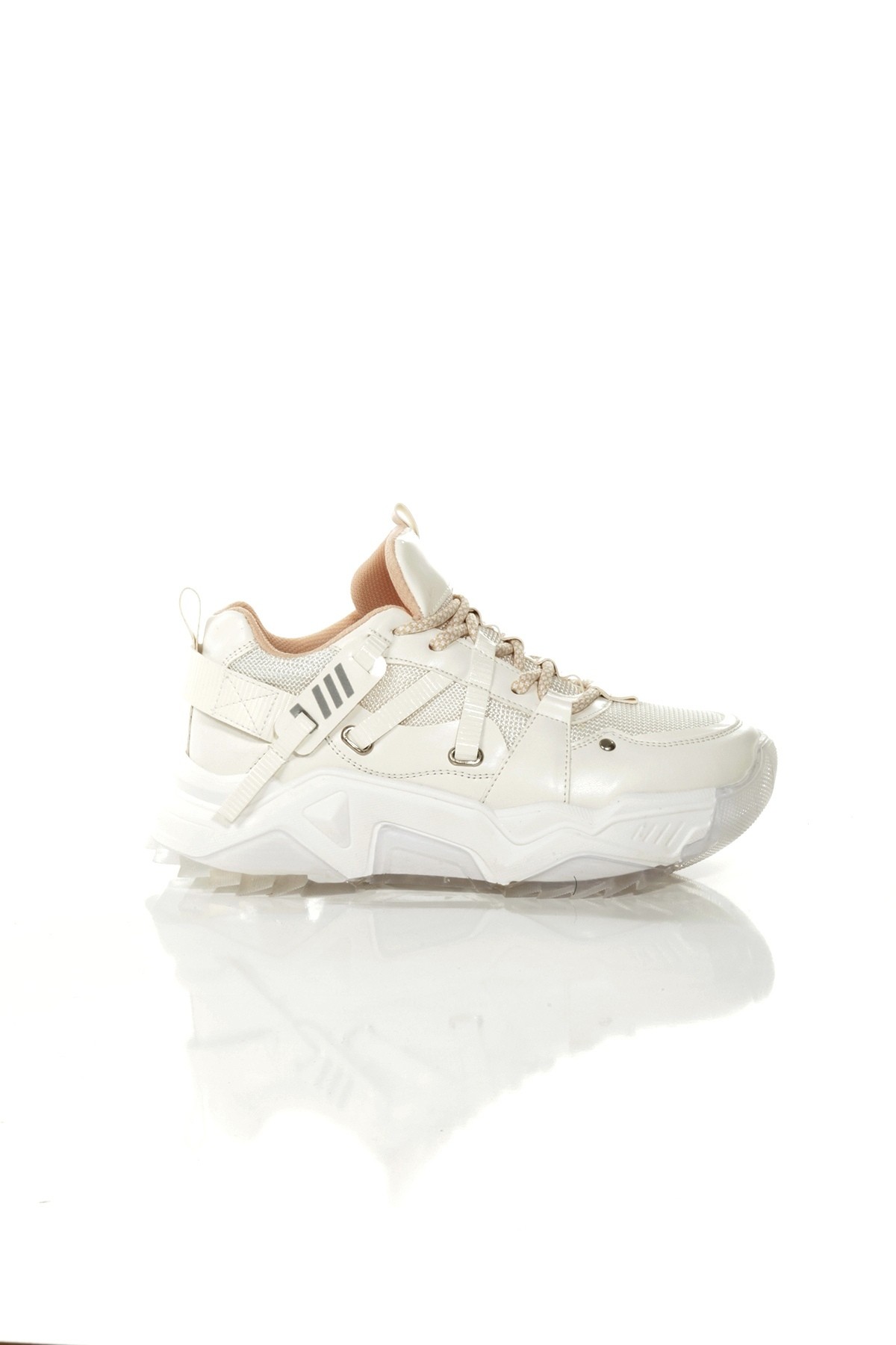 Dussel Beyaz Krem Sneaker Günlük Spor Ayakkabı - Görsel 5