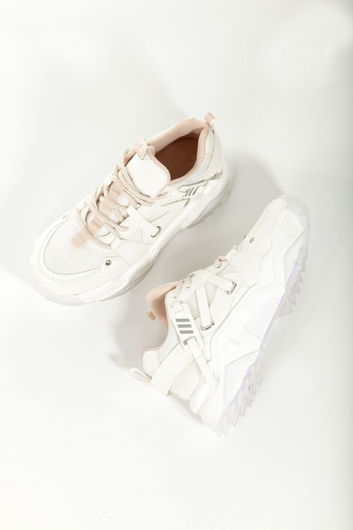 Dussel Beyaz Krem Sneaker Günlük Spor Ayakkabı - Görsel 6