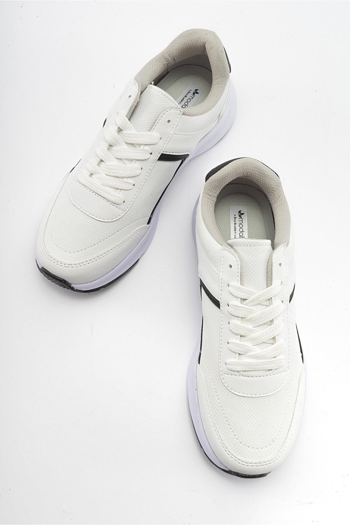 Kaydırmaz Kadın Spor Ayakkabı BEYAZ SİYAH - Görsel 6