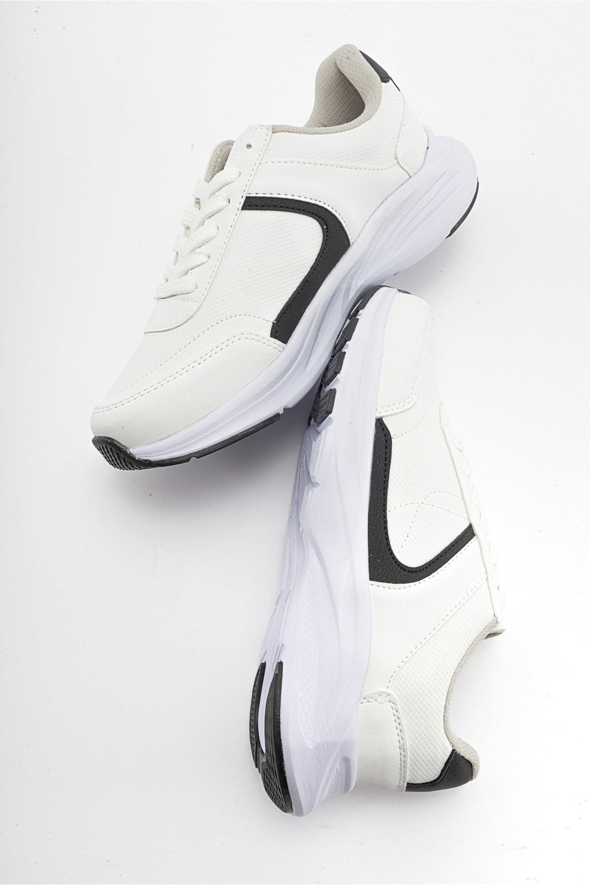 Kaydırmaz Kadın Spor Ayakkabı BEYAZ SİYAH - Görsel 7