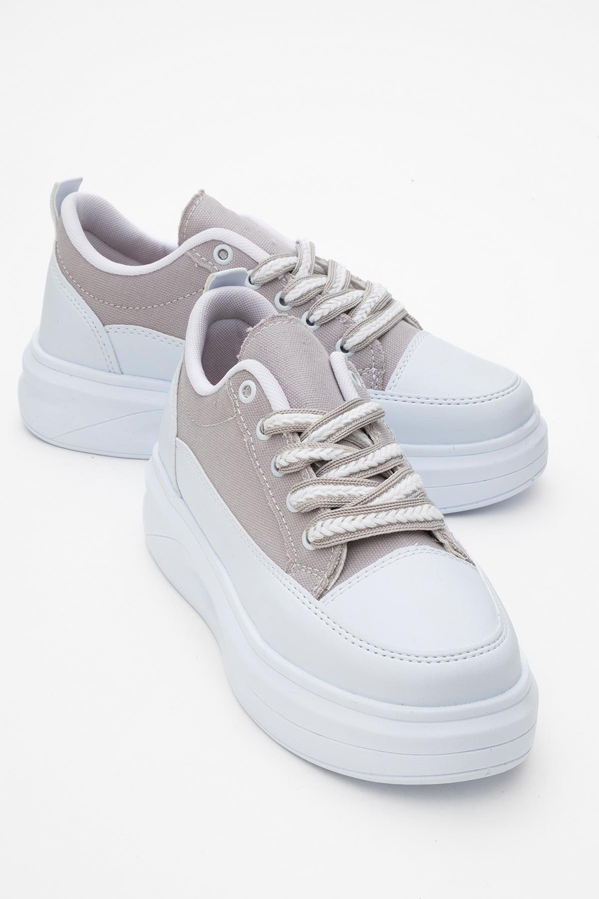 Kadın Anorak Spor Ayakkabı BEYAZ GRİ - Görsel 2