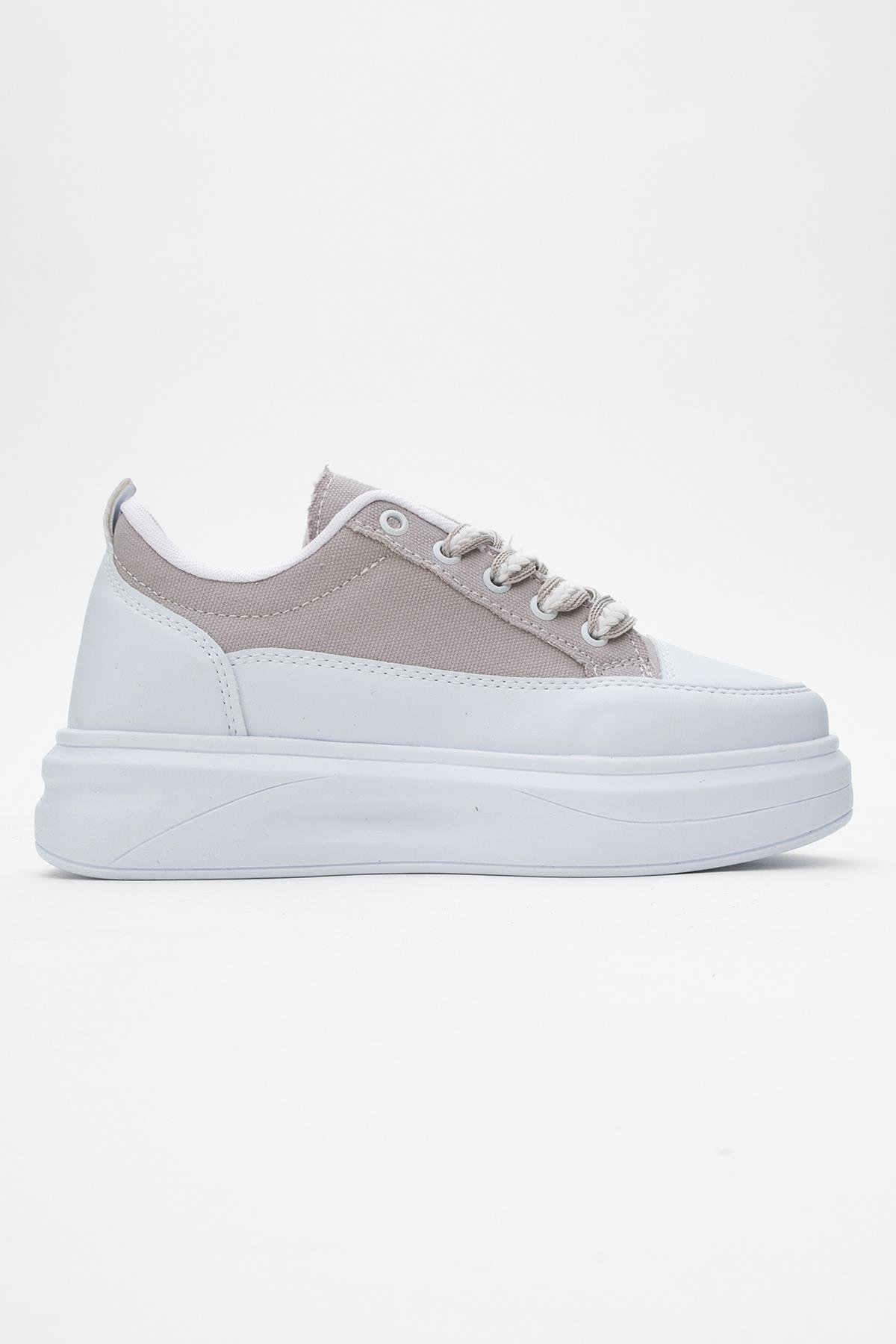 Kadın Anorak Spor Ayakkabı BEYAZ GRİ - Görsel 3