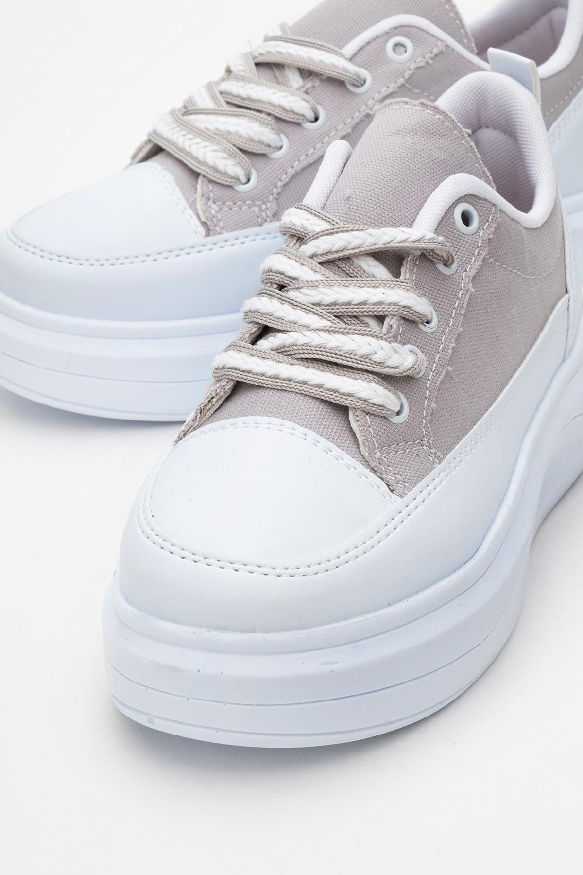 Kadın Anorak Spor Ayakkabı BEYAZ GRİ - Görsel 4