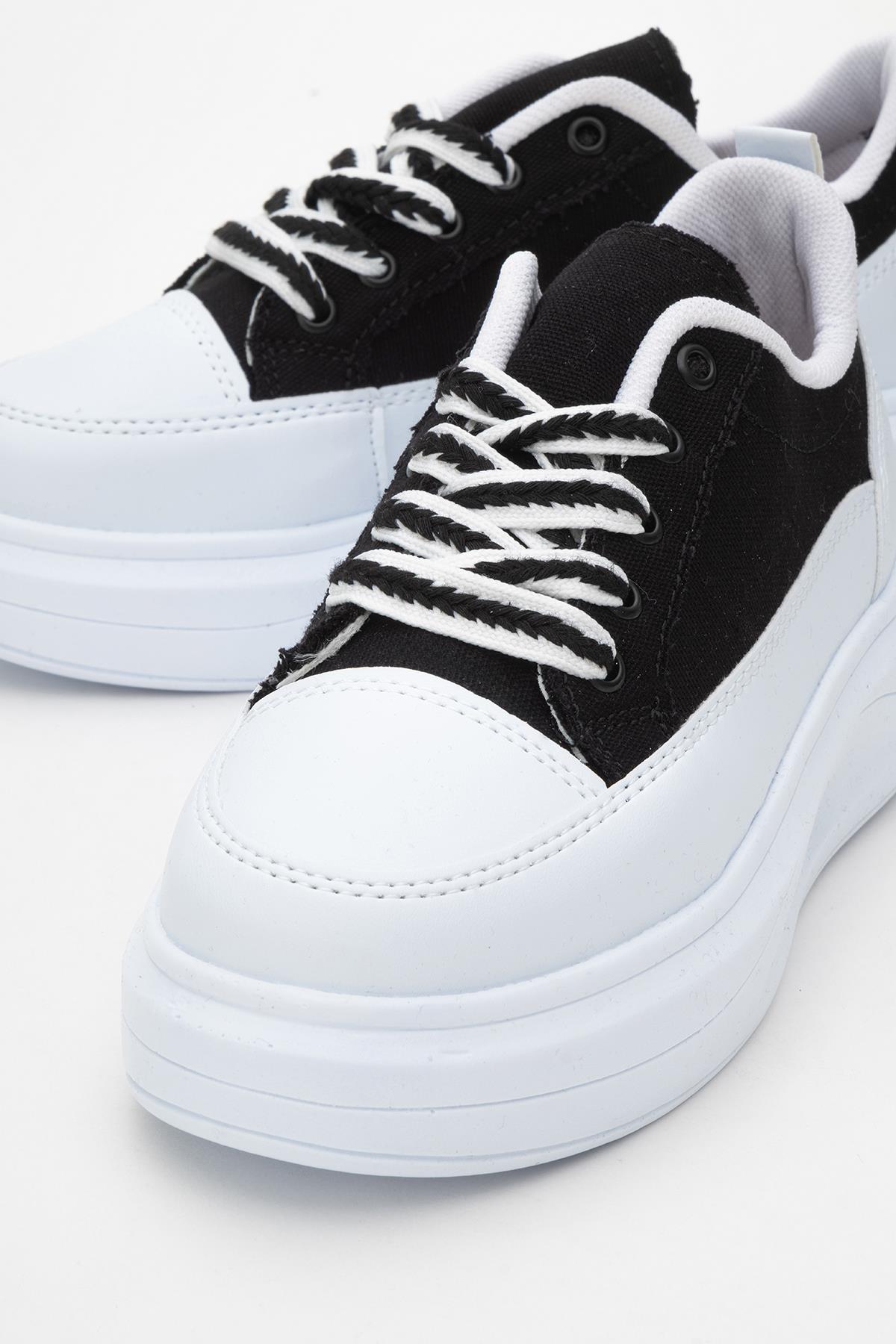Kadın Anorak Spor Ayakkabı BEYAZ SİYAH - Görsel 4