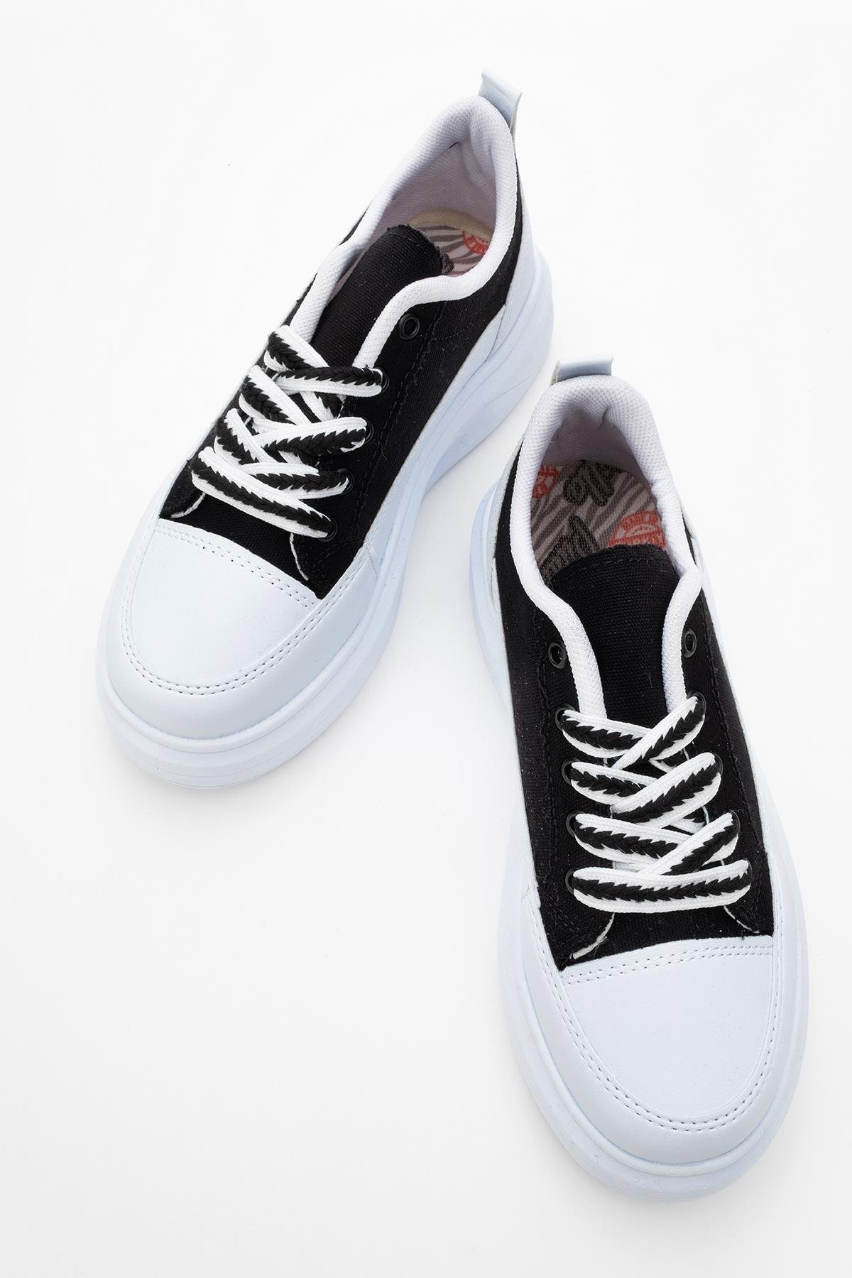 Kadın Anorak Spor Ayakkabı BEYAZ SİYAH - Görsel 6