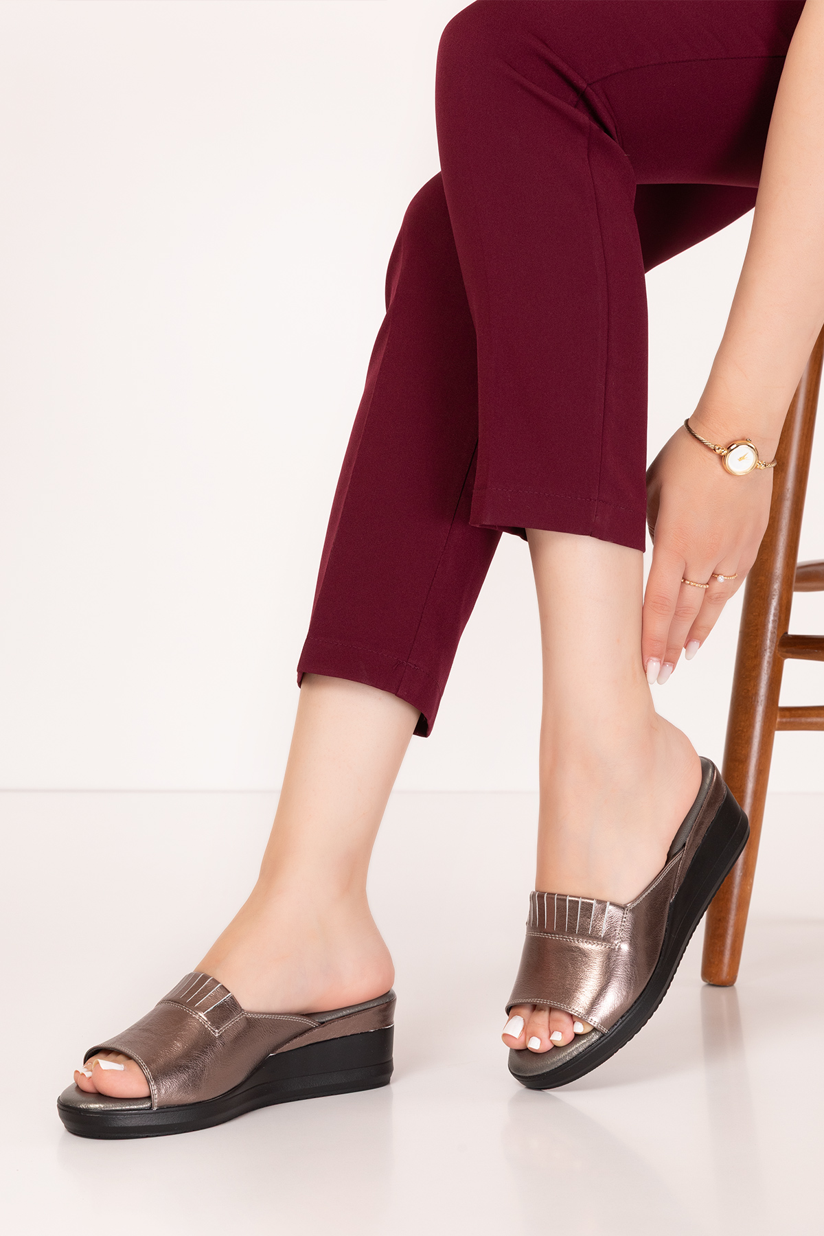 Gondol Hakiki Deri Ev Terliği özl.966 - Görsel 6