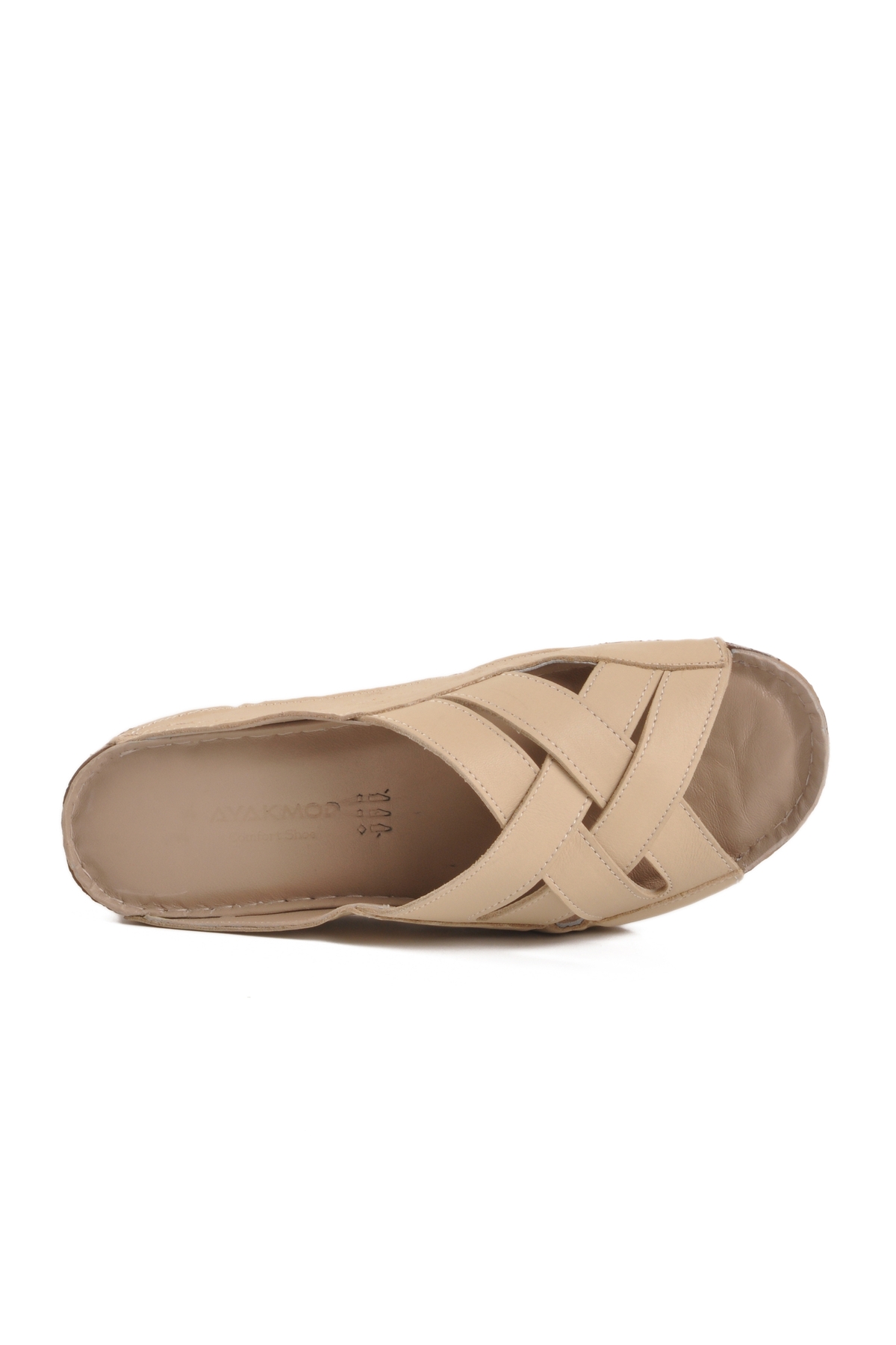 Bej Hakiki Deri Kadın Terlik 003 Z - Görsel 5