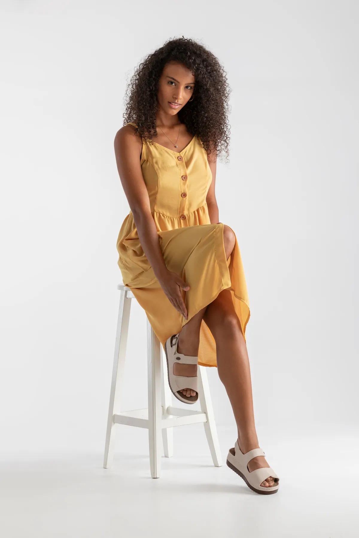 3014 Ortopedik Çift Bantlı Tokalı Kadın Sandalet - Görsel 2