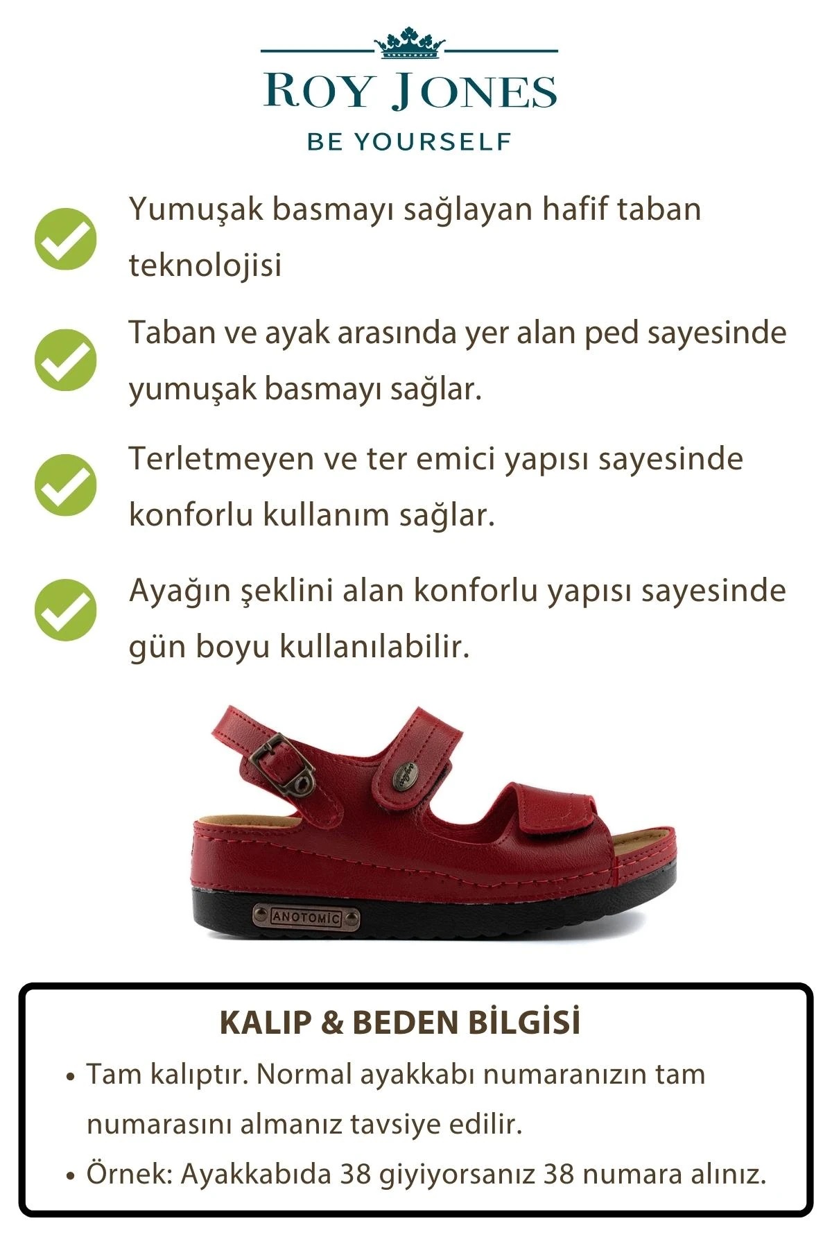 3014 Ortopedik Çift Bantlı Tokalı Kadın Sandalet - Görsel 4