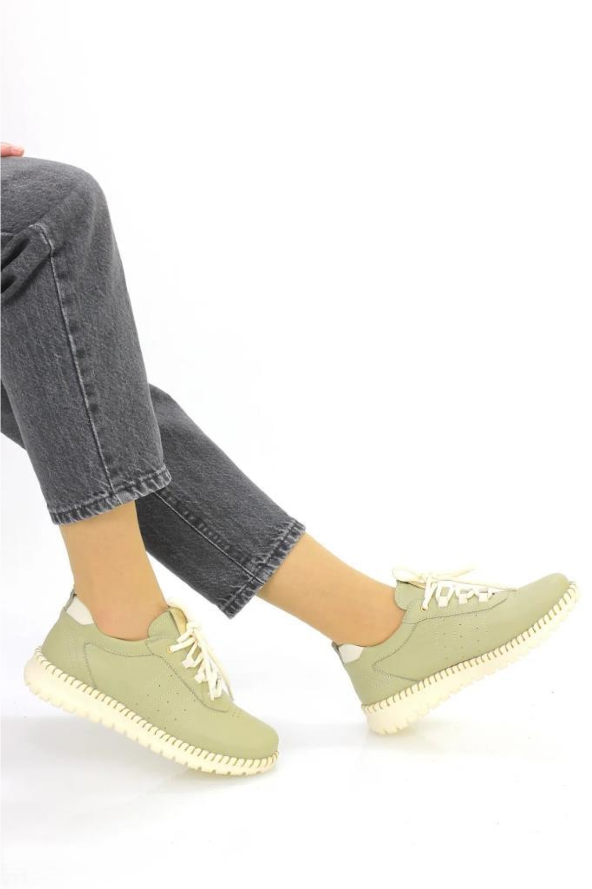 D25ya 3275 Hakiki Deri Bağcıklı Kadın Ayakkabı - Görsel 3