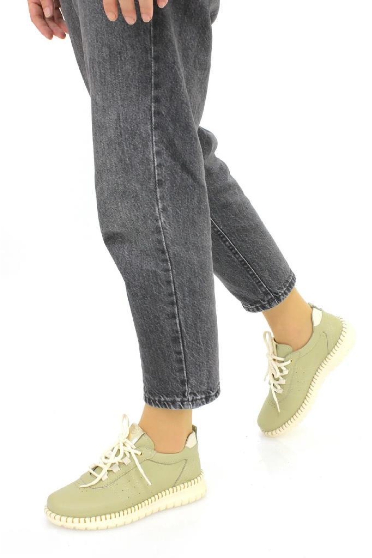 D25ya 3275 Hakiki Deri Bağcıklı Kadın Ayakkabı - Görsel 4