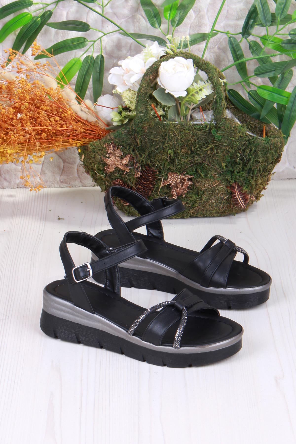 2005 Fancy Anatomik Rahat Taş Toka Detaylı Kadın Sandalet - Görsel 4