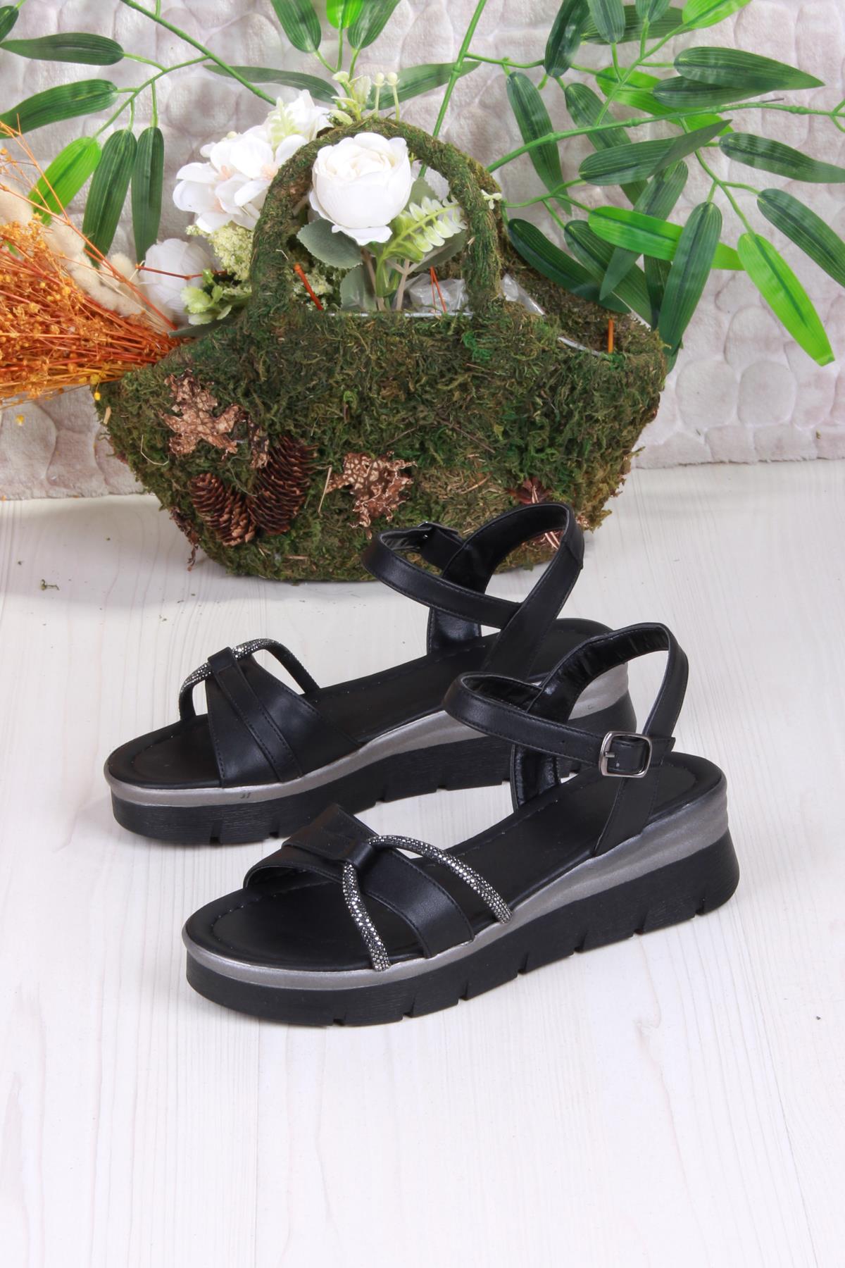 2005 Fancy Anatomik Rahat Taş Toka Detaylı Kadın Sandalet - Görsel 5