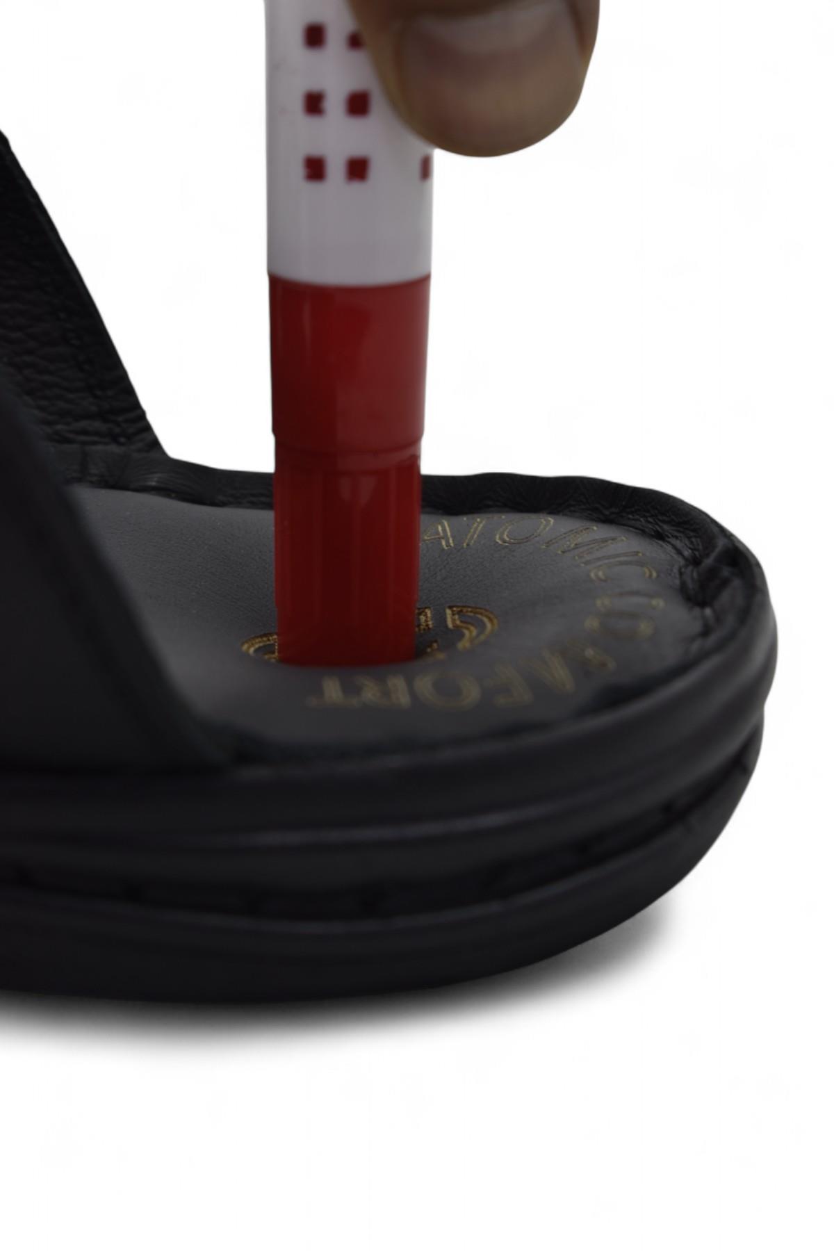 039 Günlük Ortopedik Taban Hakiki Deri Erkek Terlik Puff Yumuşak İç Taban - Görsel 8