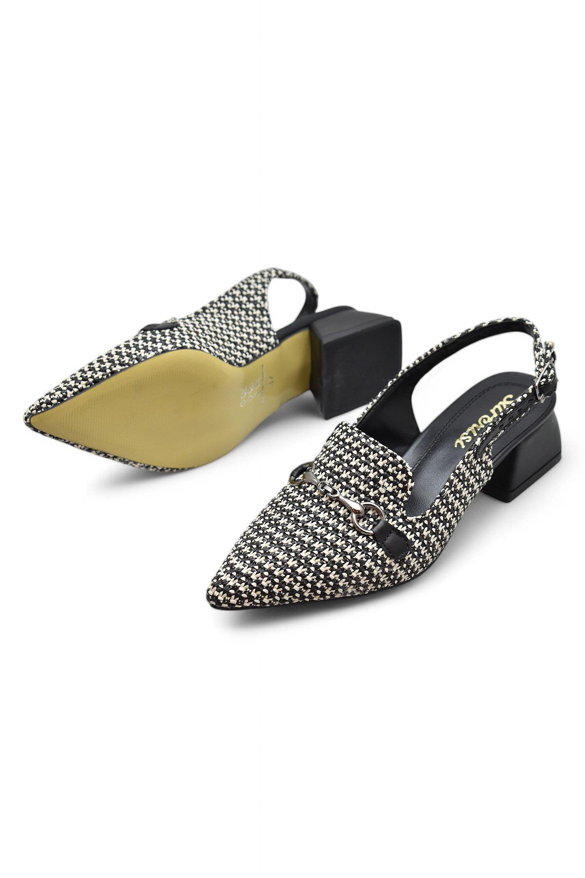 9828 Kadın Topuklu Ayakkabı 4 cm Kalın Topuk Abiye Düğün Nişan Kına Gecesi Ayakkabısı - Görsel 4