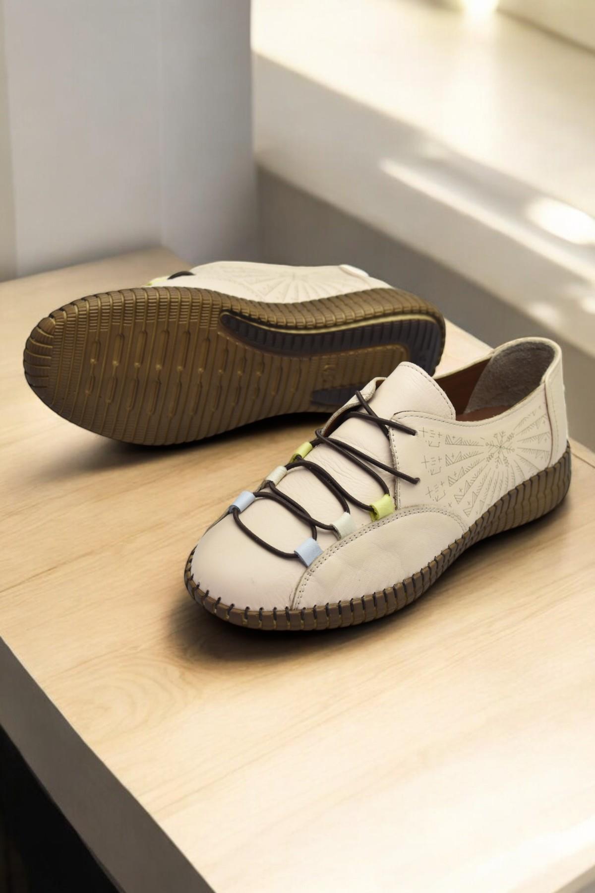 6000 TAM ORTOPEDİK Taban Hakiki Deri Kadın Günlük Ayakkabı - Görsel 4