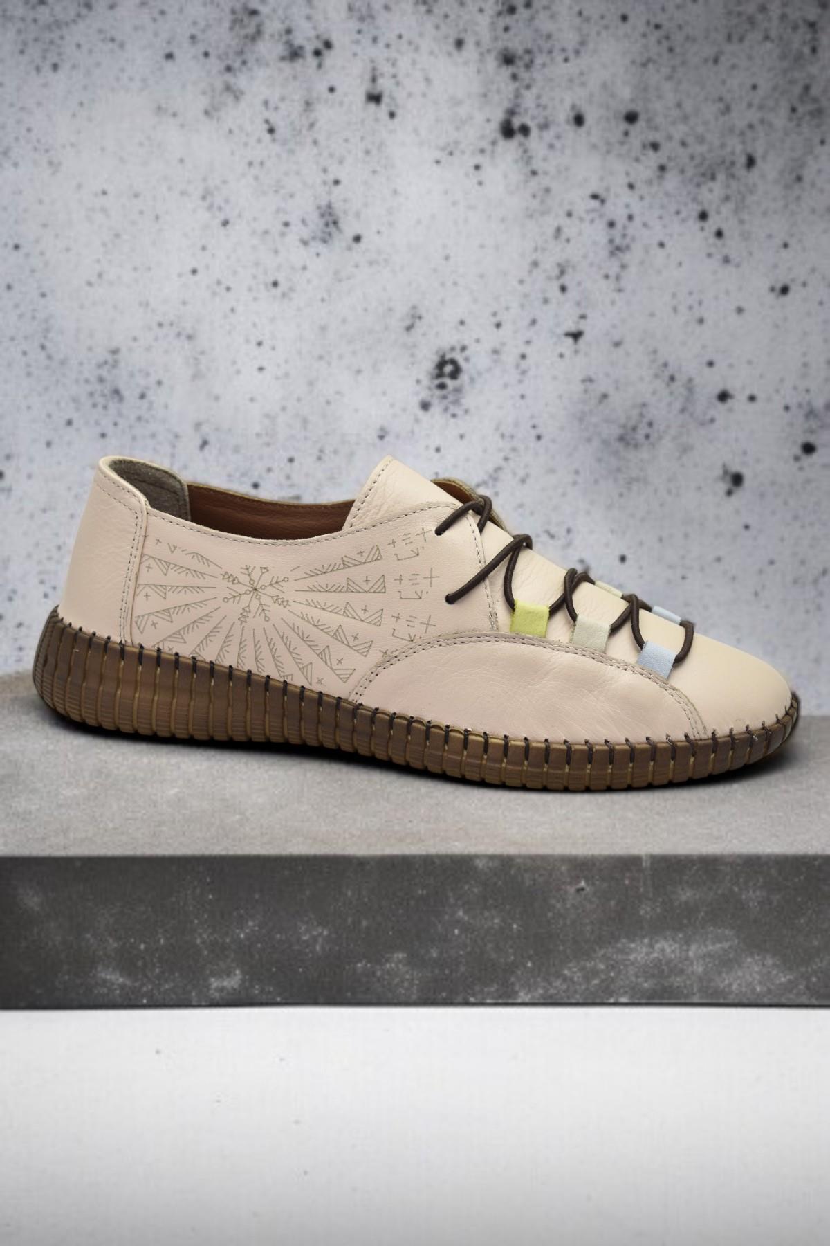 6000 TAM ORTOPEDİK Taban Hakiki Deri Kadın Günlük Ayakkabı - Görsel 2