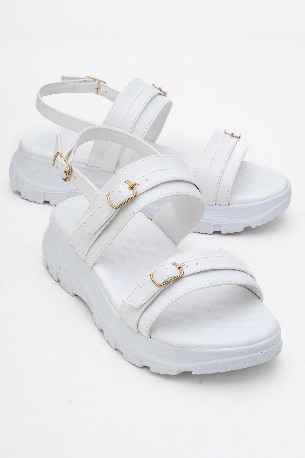 Kadın Çift Tokalı Sandalet BEYAZ - Görsel 2