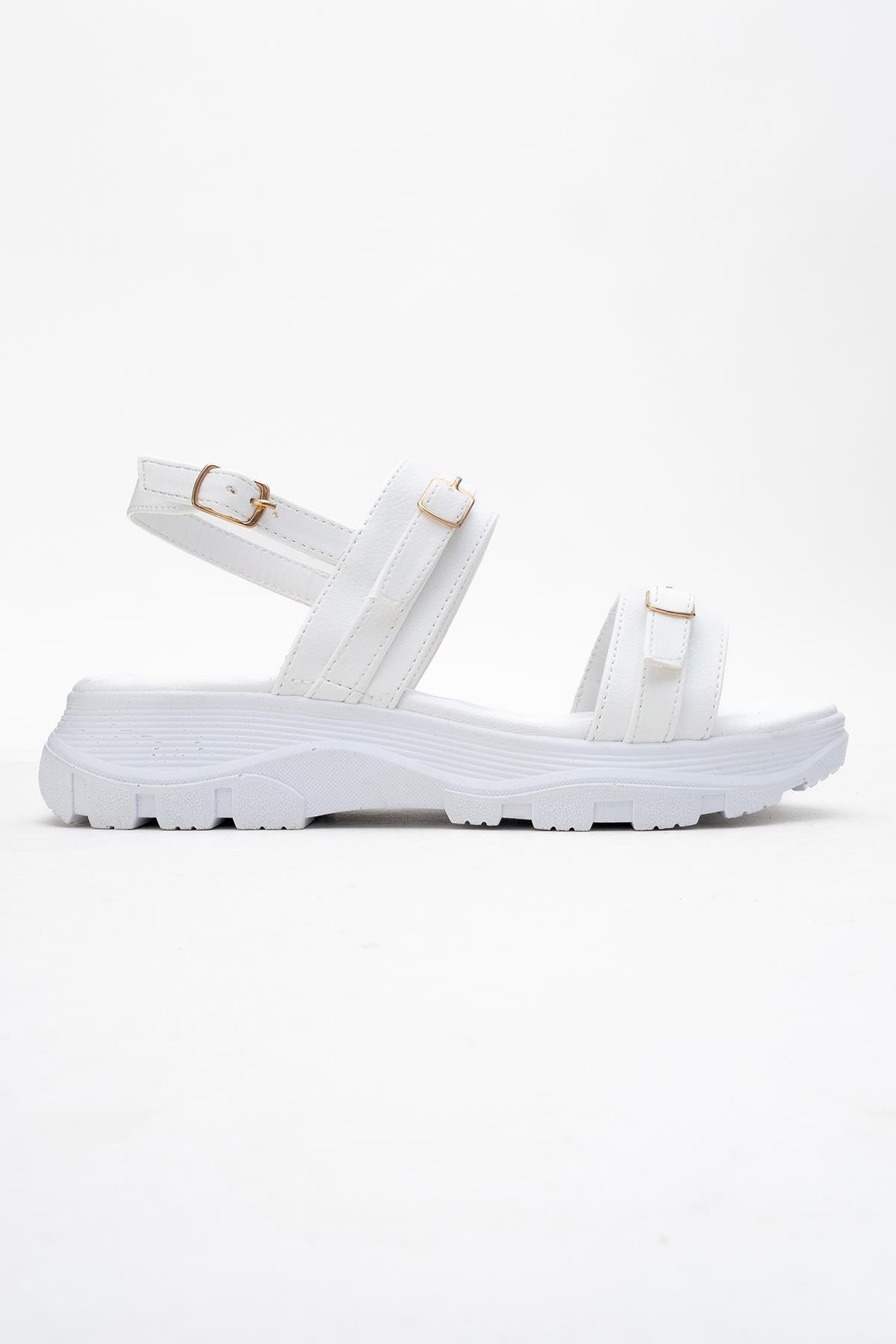 Kadın Çift Tokalı Sandalet BEYAZ - Görsel 3