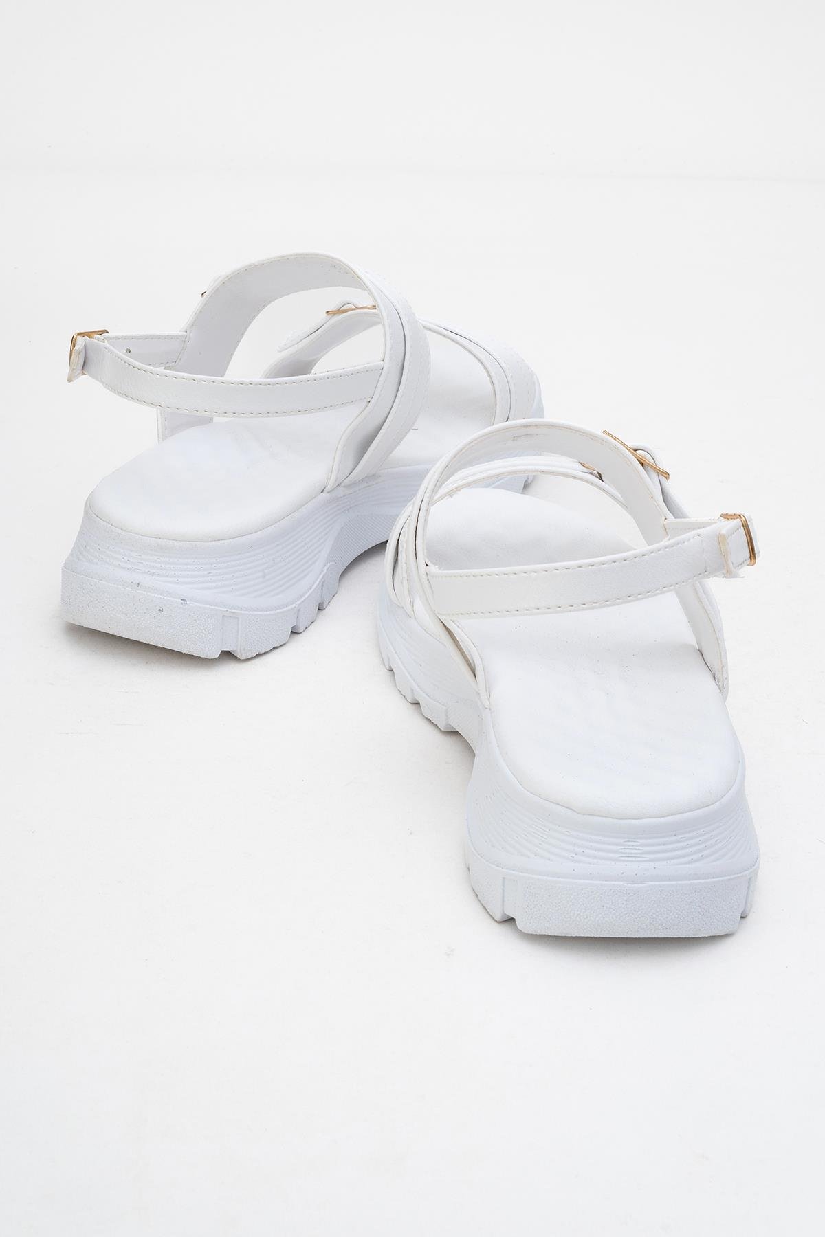 Kadın Çift Tokalı Sandalet BEYAZ - Görsel 5