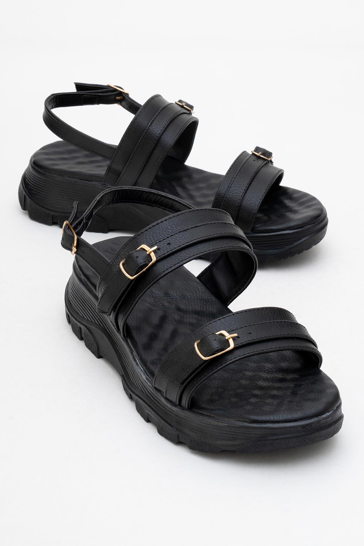 Kadın Çift Tokalı Sandalet SİYAH - Görsel 2