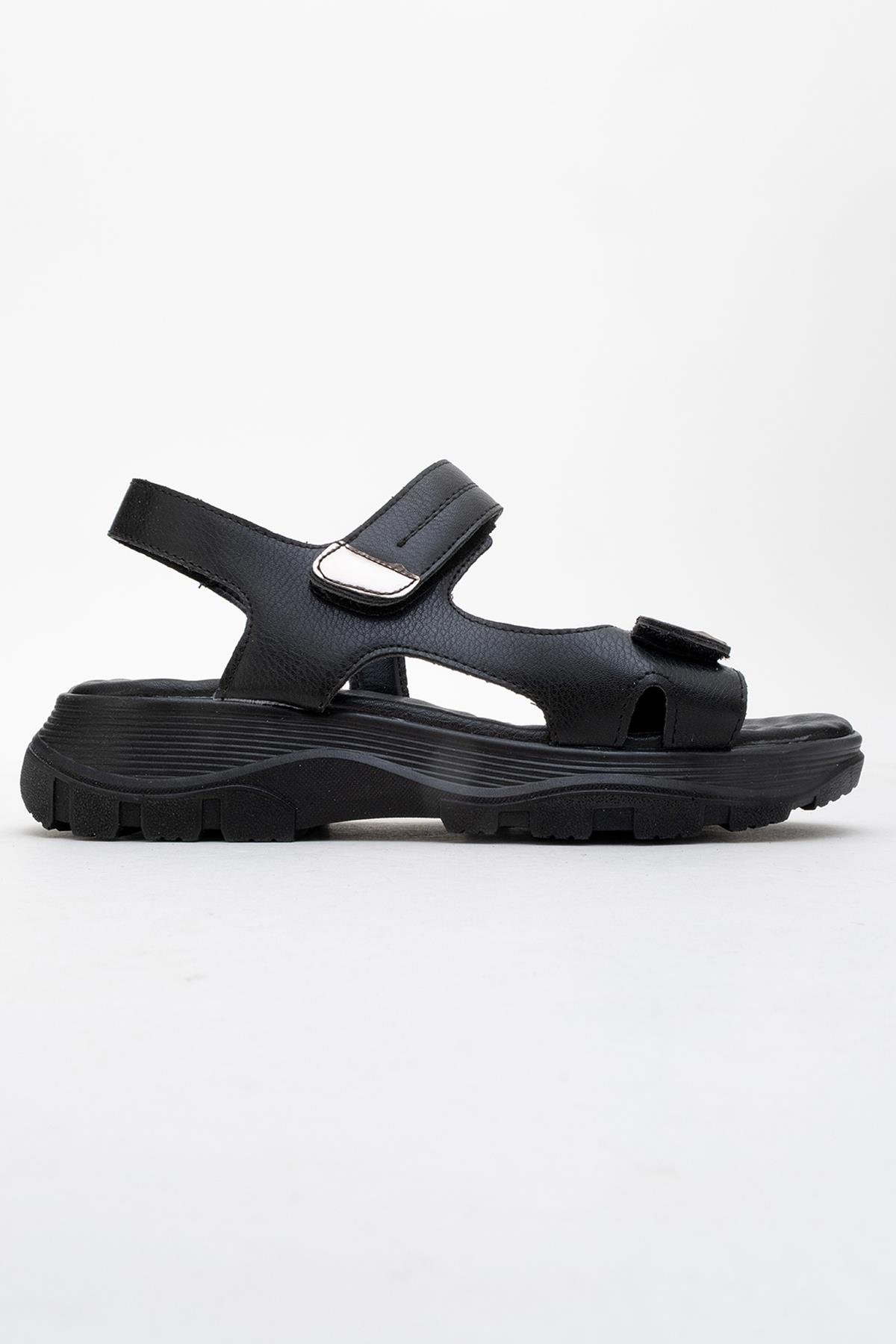 Kadın Çift Cırtlı Sandalet SİYAH - Görsel 3
