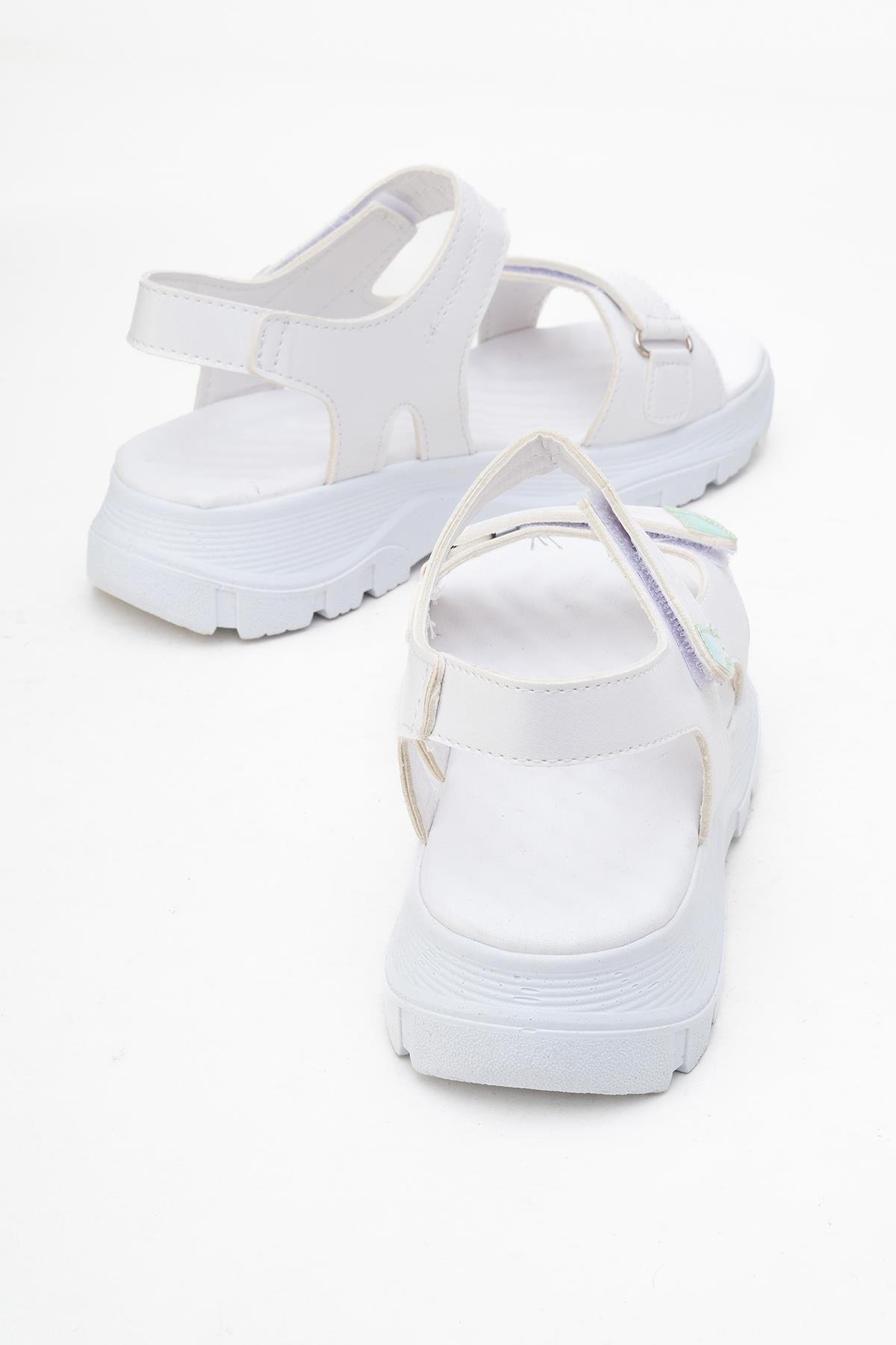 Kadın Çift Cırtlı Sandalet BEYAZ - Görsel 5
