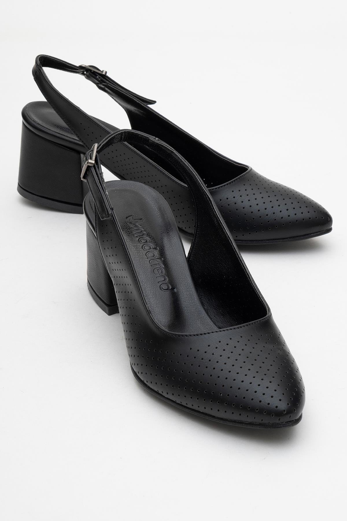 Zımbalı Açık Kadın Topuklu Sandalet SİYAH CİLT - Görsel 2