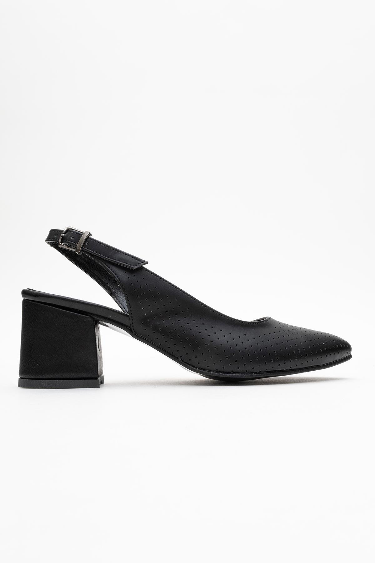 Zımbalı Açık Kadın Topuklu Sandalet SİYAH CİLT - Görsel 3