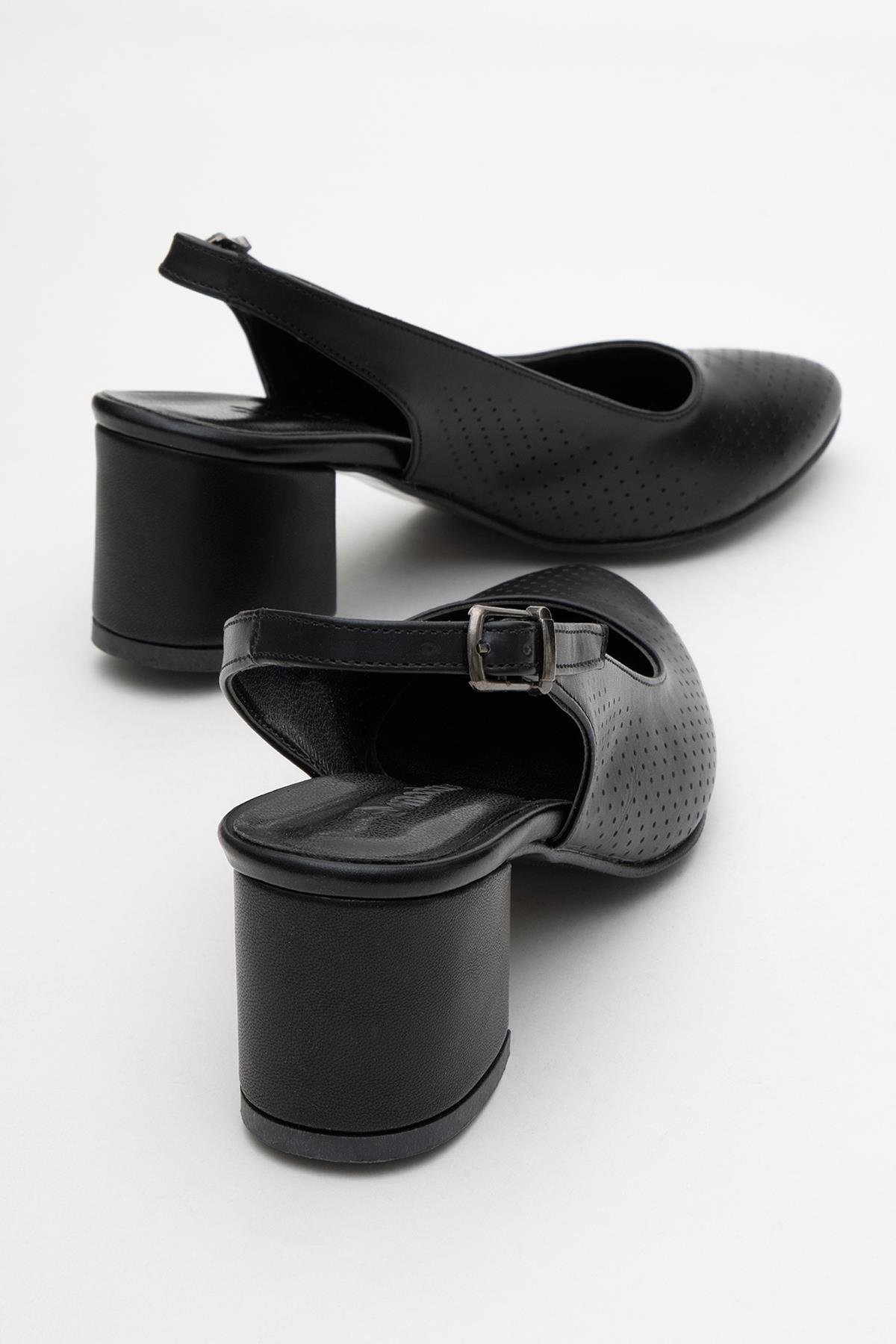 Zımbalı Açık Kadın Topuklu Sandalet SİYAH CİLT - Görsel 5
