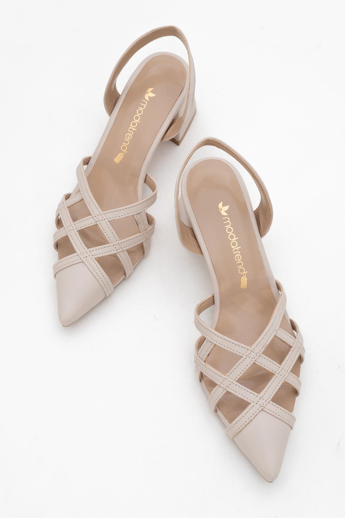 Kadın Topuklu Sandalet BEJ CİLT - Görsel 6