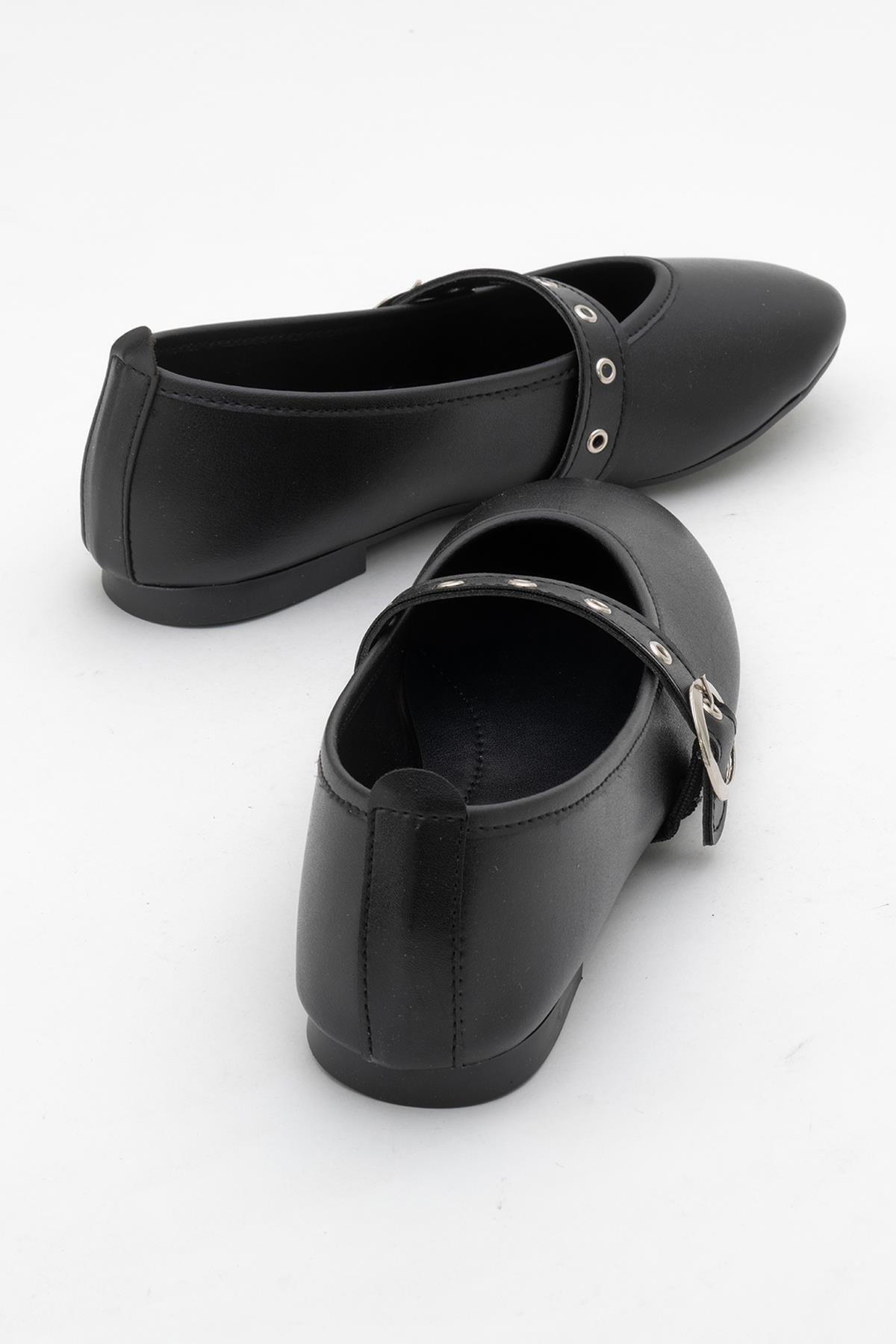 Kadın Tek Biyeli Tokalı Babet SİYAH - Görsel 5