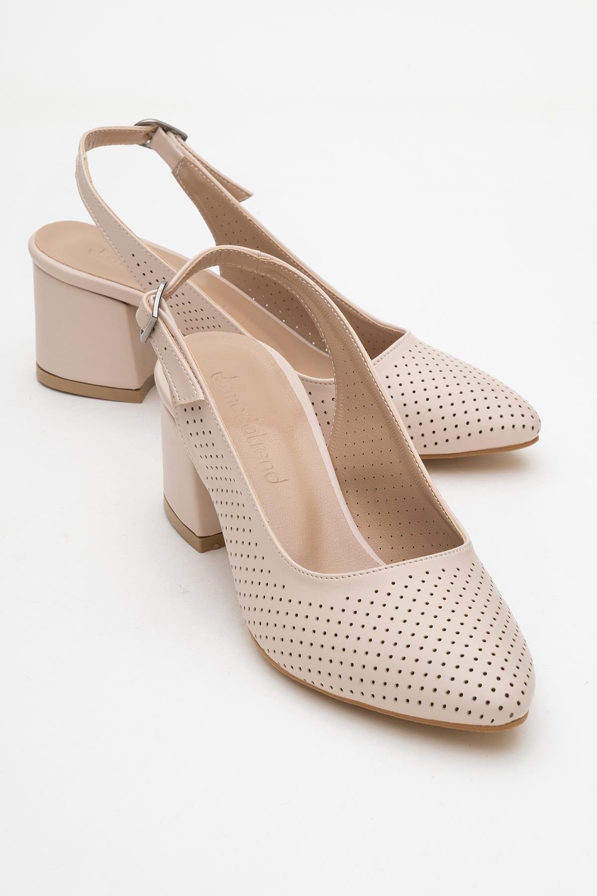 Zımbalı Açık Kadın Topuklu Sandalet TEN CİLT - Görsel 2