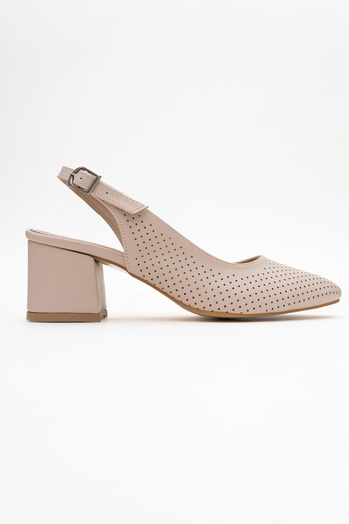 Zımbalı Açık Kadın Topuklu Sandalet TEN CİLT - Görsel 3