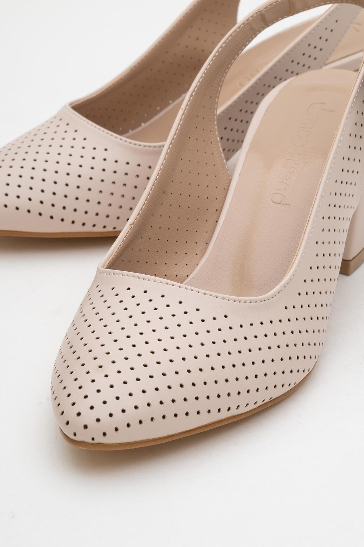 Zımbalı Açık Kadın Topuklu Sandalet TEN CİLT - Görsel 4