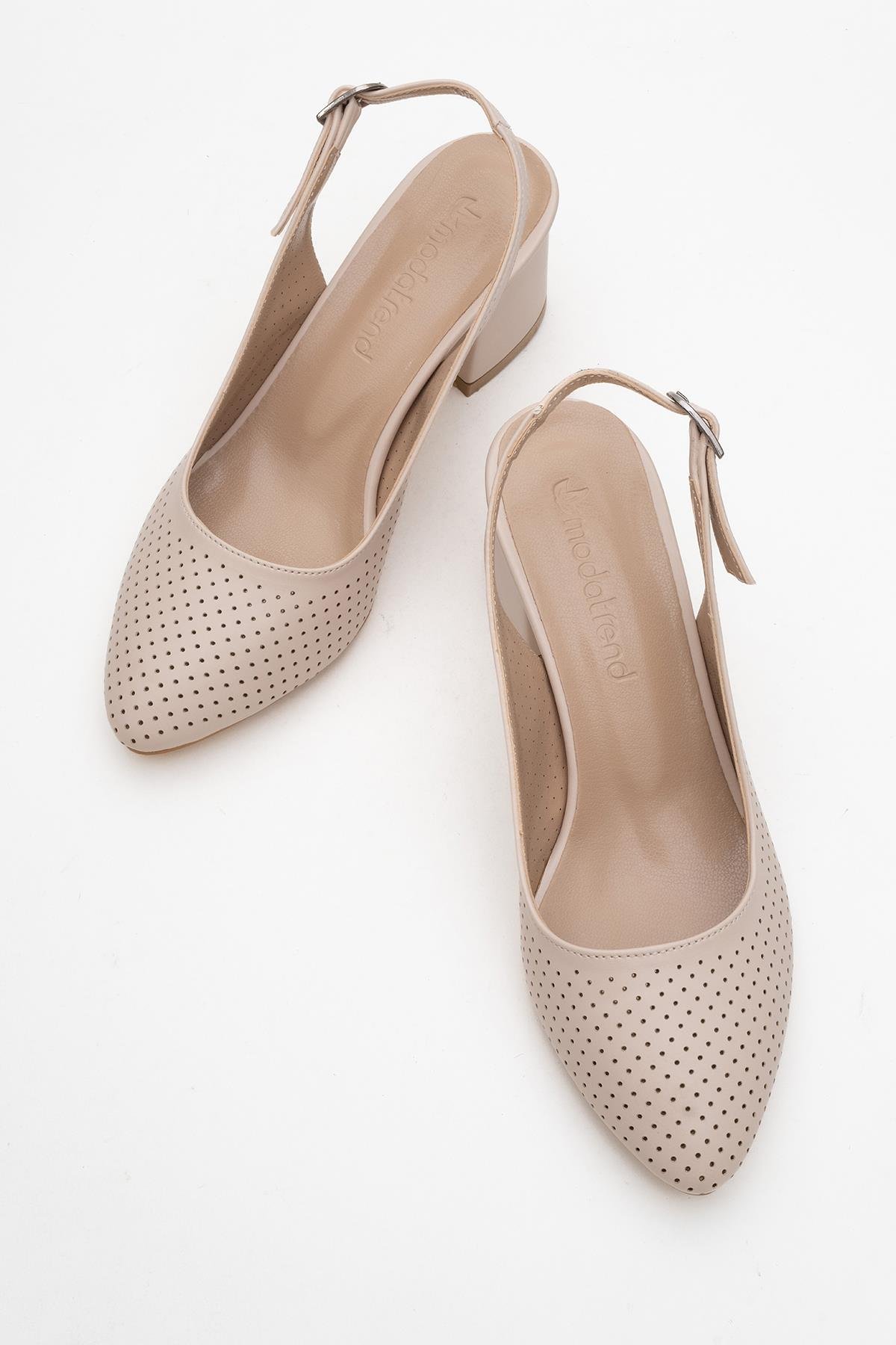 Zımbalı Açık Kadın Topuklu Sandalet TEN CİLT - Görsel 6